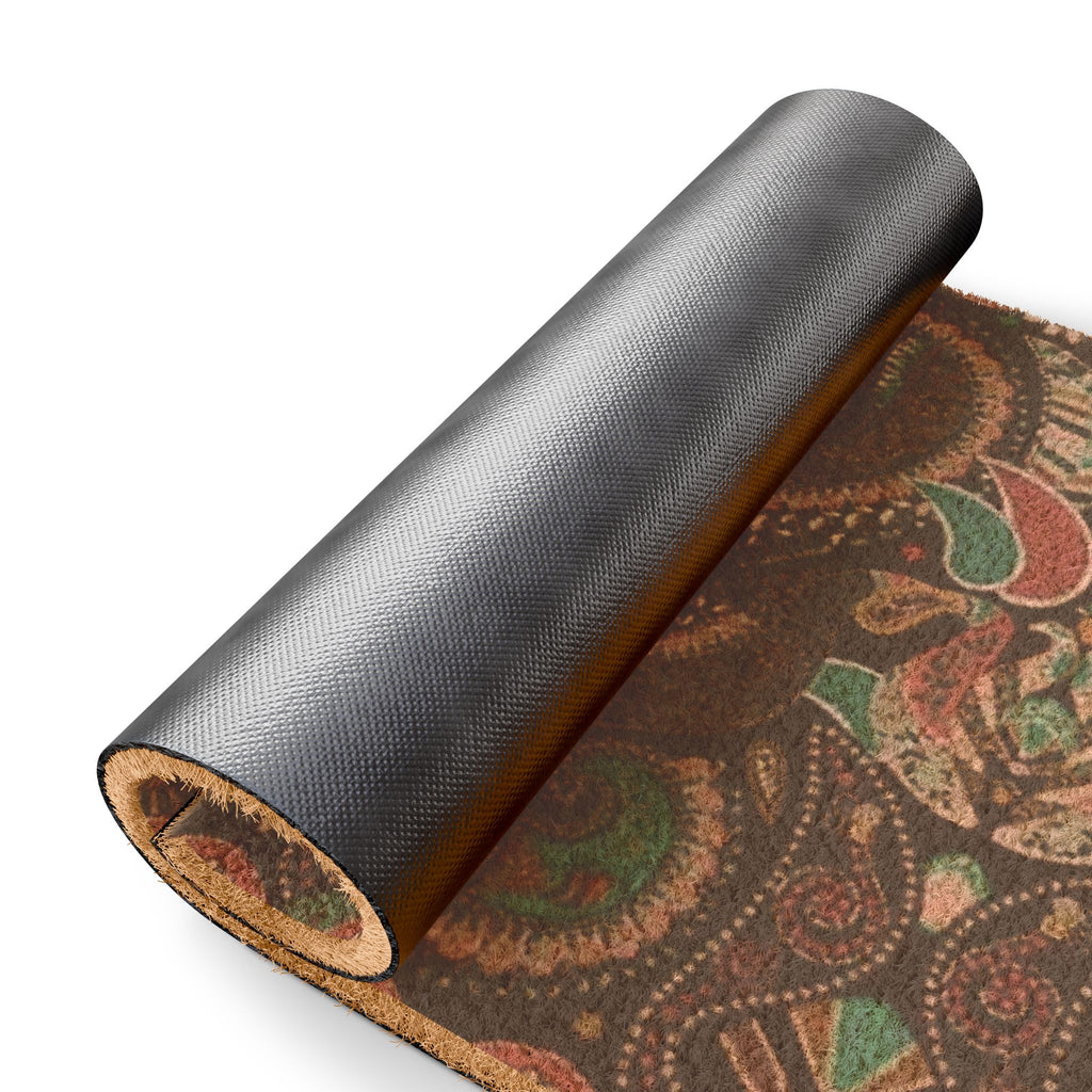 Paisley Pattern Coir Doormat — Rustic Autumn Front Door Mat