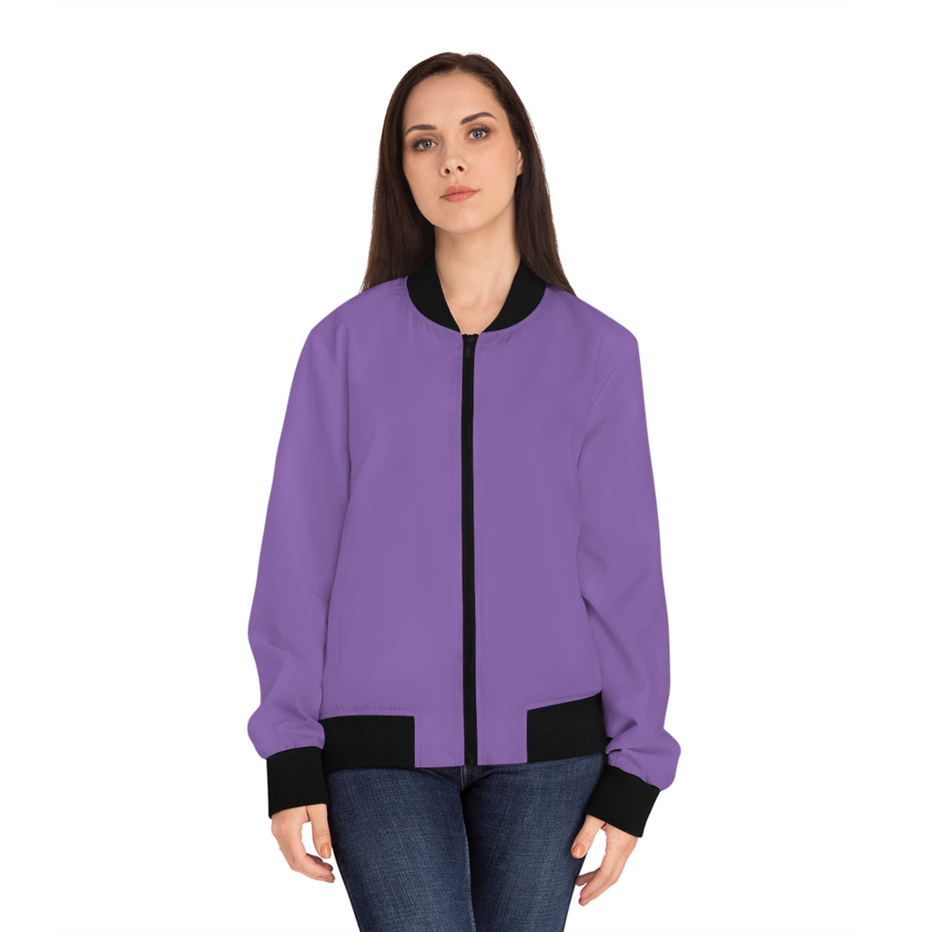 Purple Swirl Women's Bomber Jacket — All-Over Print Artistic Lightweight Outerwear