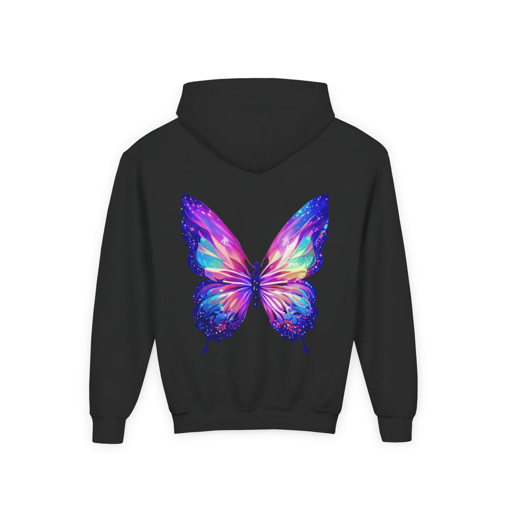 Spread Your Wings Youth Hoodie — Colorful Butterfly Graphic