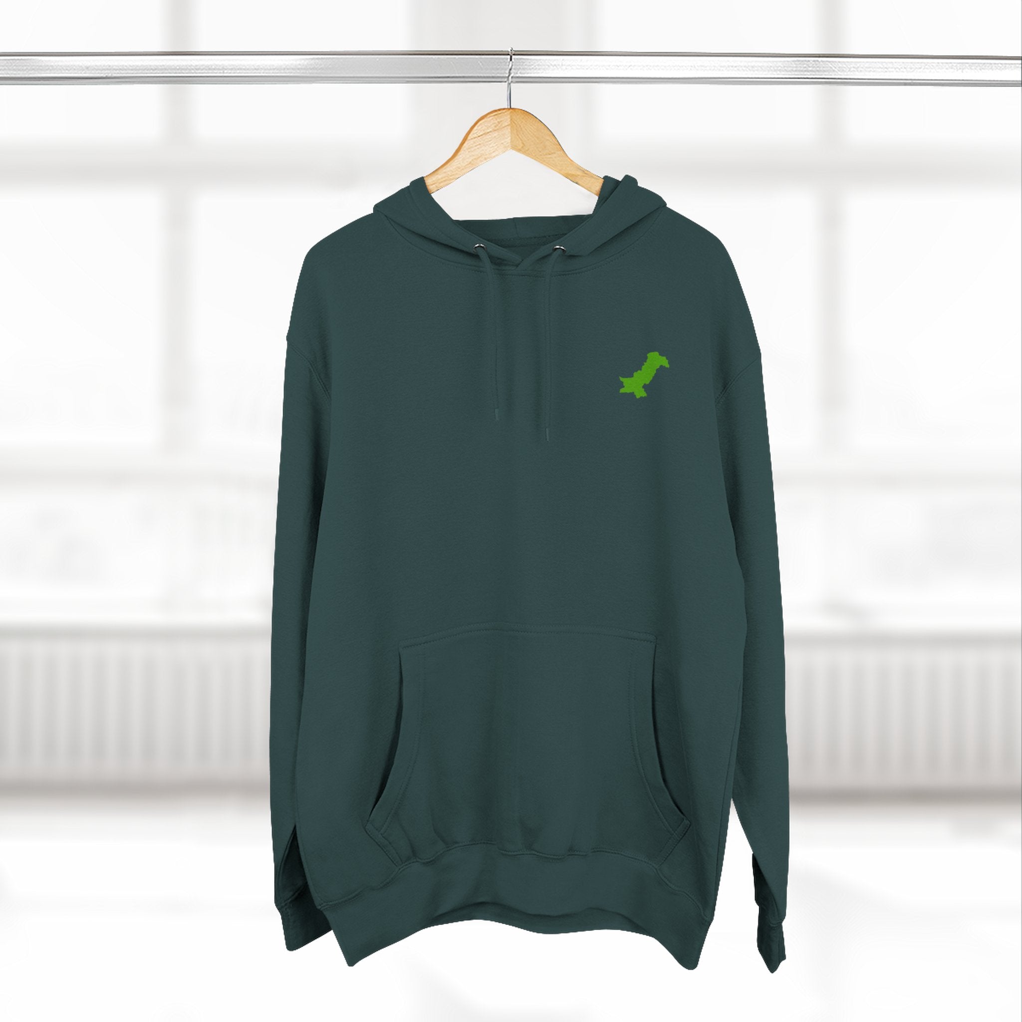 Minimal Green Dachshund Hoodie — Small Chest Dog Silhouette Sweatshirt