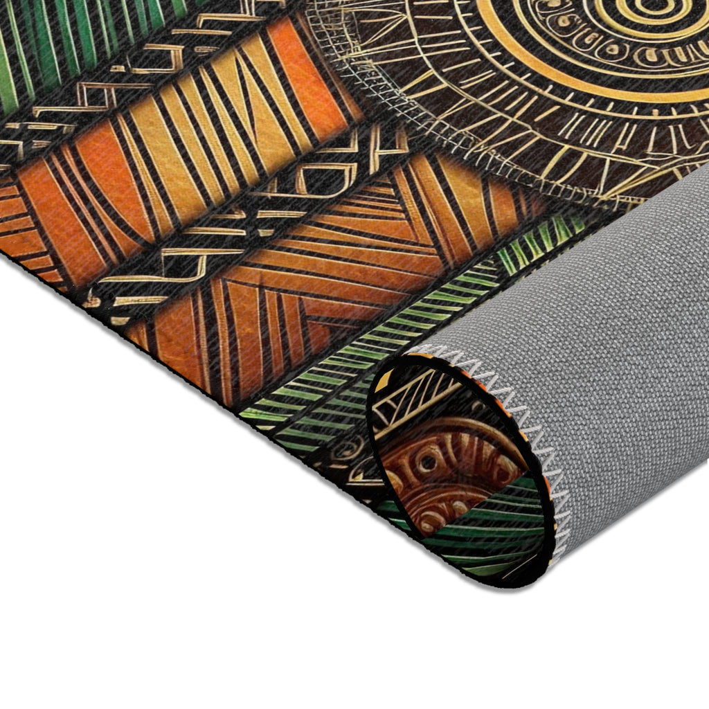 Bohemian Tribal Area Rug — Earth Tone Geometric Pattern