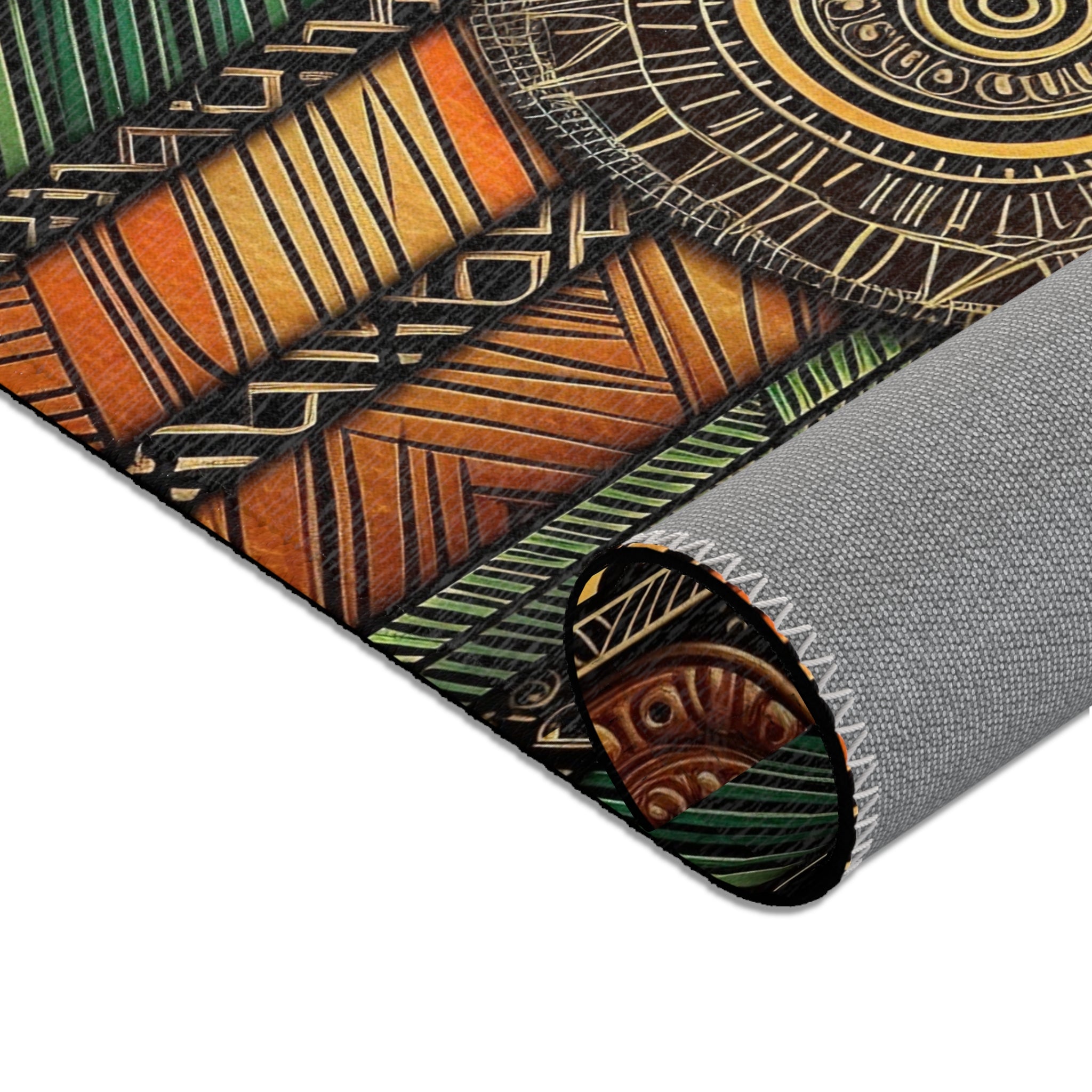 Bohemian Tribal Area Rug — Earth Tone Geometric Pattern