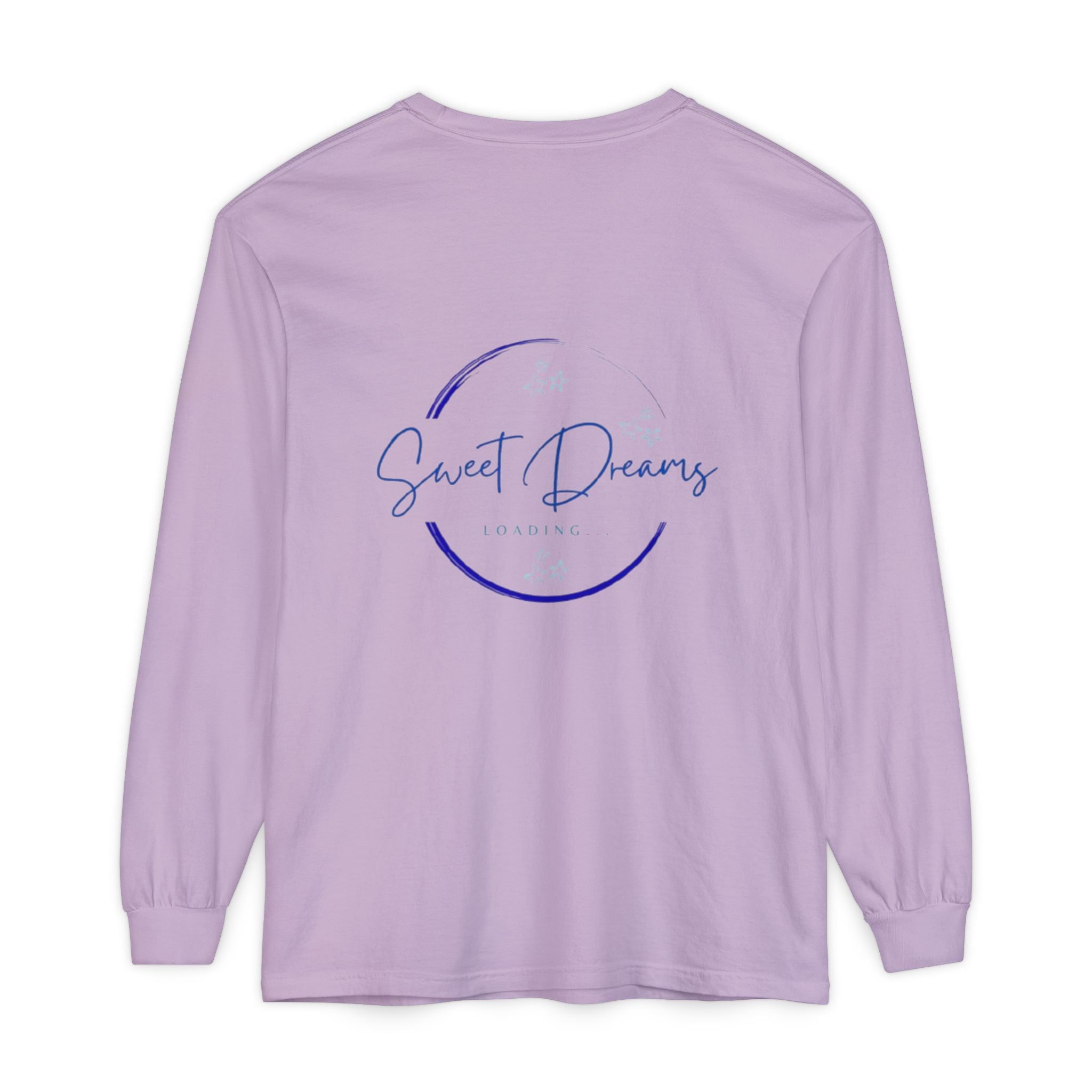 Unisex Dreamy Long Sleeve Tee, Sleep Shirt, Cozy Layer, Nightwear, Sweet Dreams, Moon Design, Relaxation Apparel