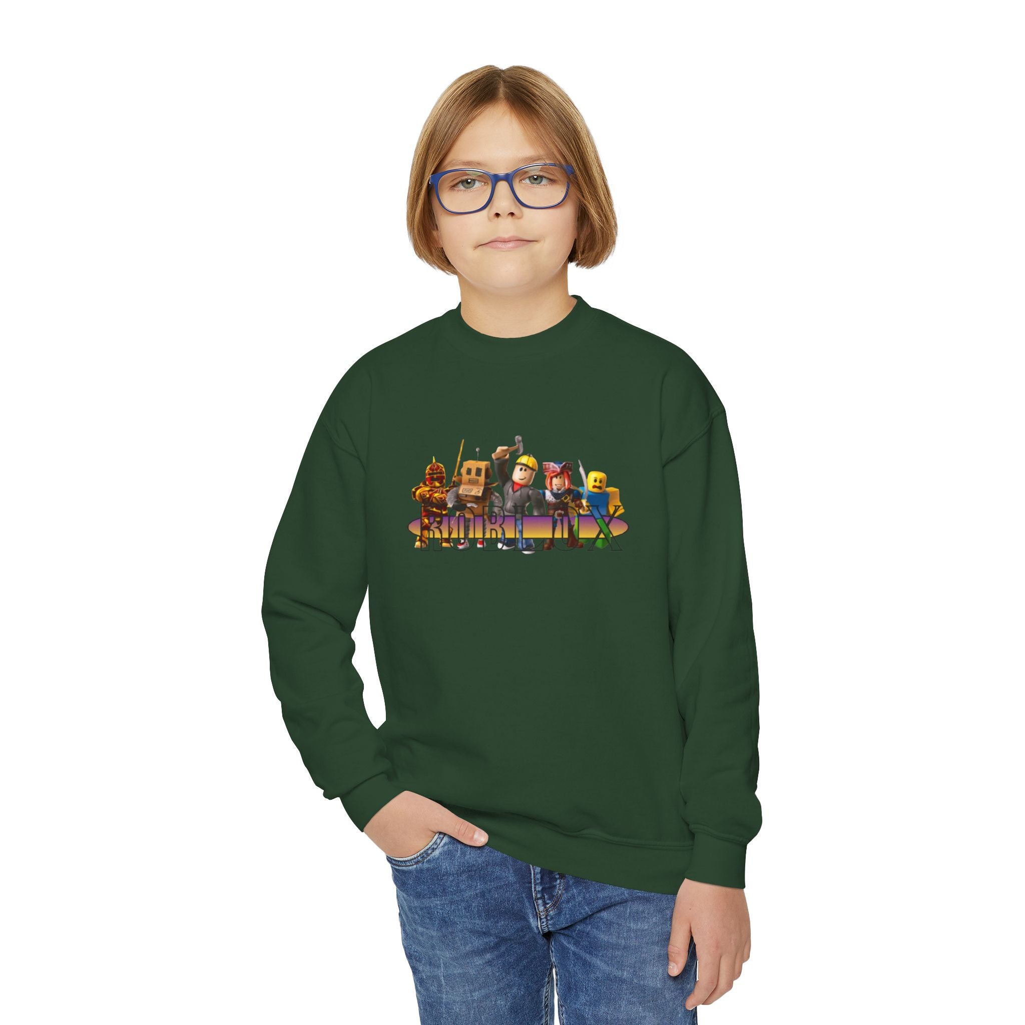 Youth Crewneck Sweatshirt - Fun Cartoon Characters Design