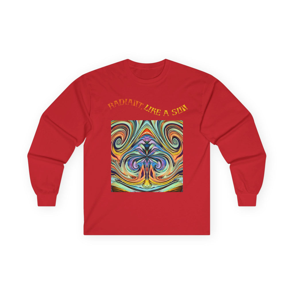 Radiant Vibes Long Sleeve Tee, Unisex Long Sleeve Shirt, Colorful Graphic Tee, Artistic Gift, Casual Wear, Boho Style