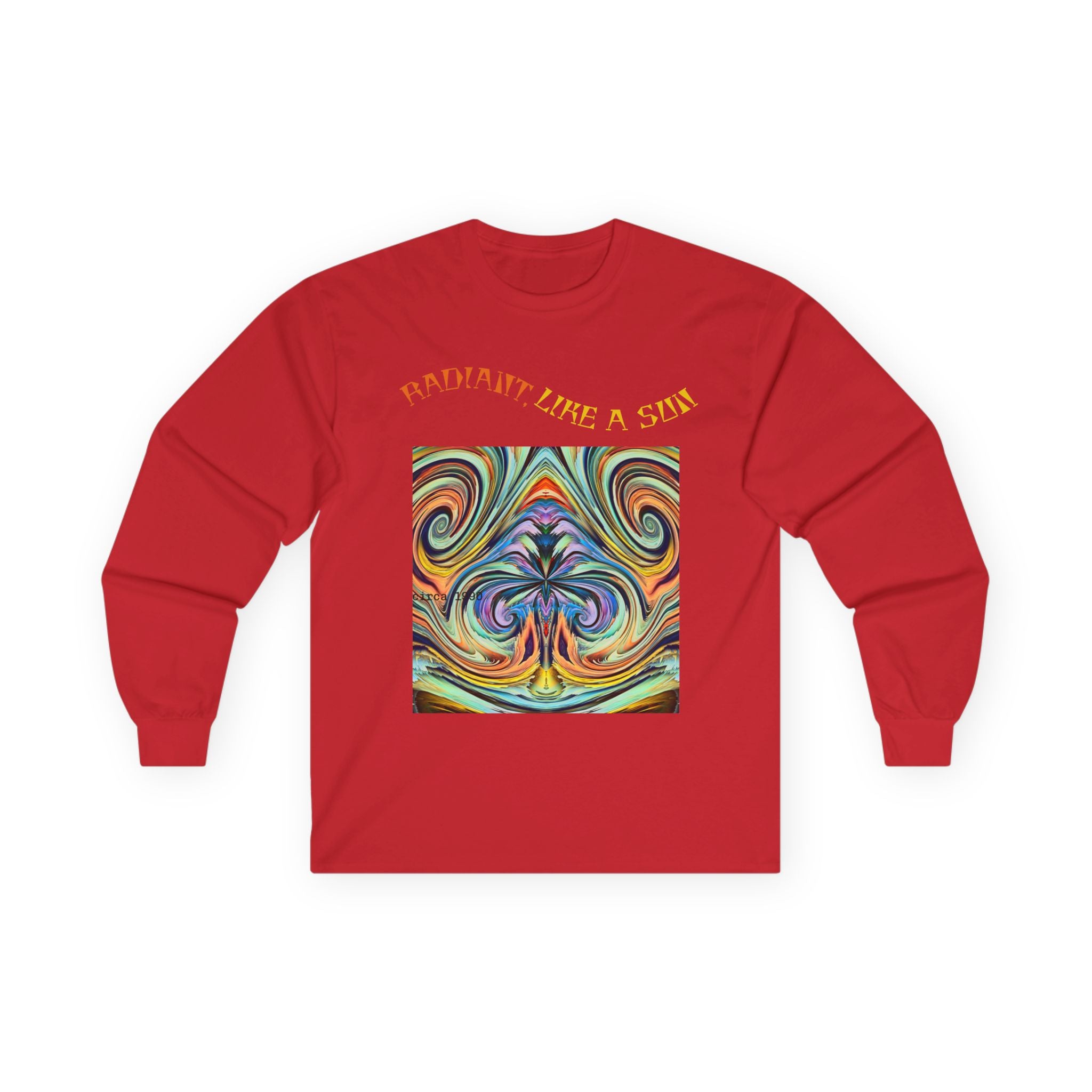 Radiant Vibes Long Sleeve Tee, Unisex Long Sleeve Shirt, Colorful Graphic Tee, Artistic Gift, Casual Wear, Boho Style