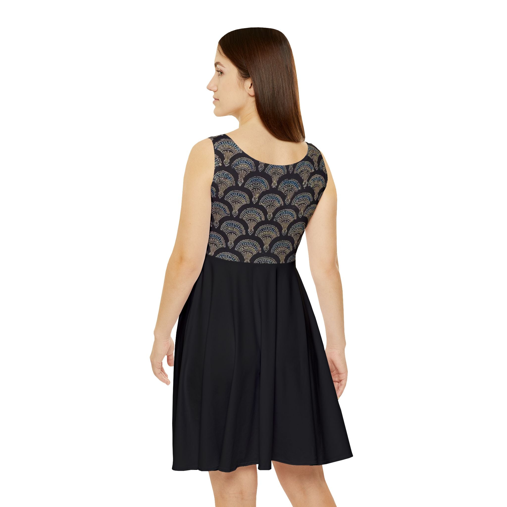 Boho Chic Women's Skater Dress | Elegant AOP Pattern for Casual & Party Wear