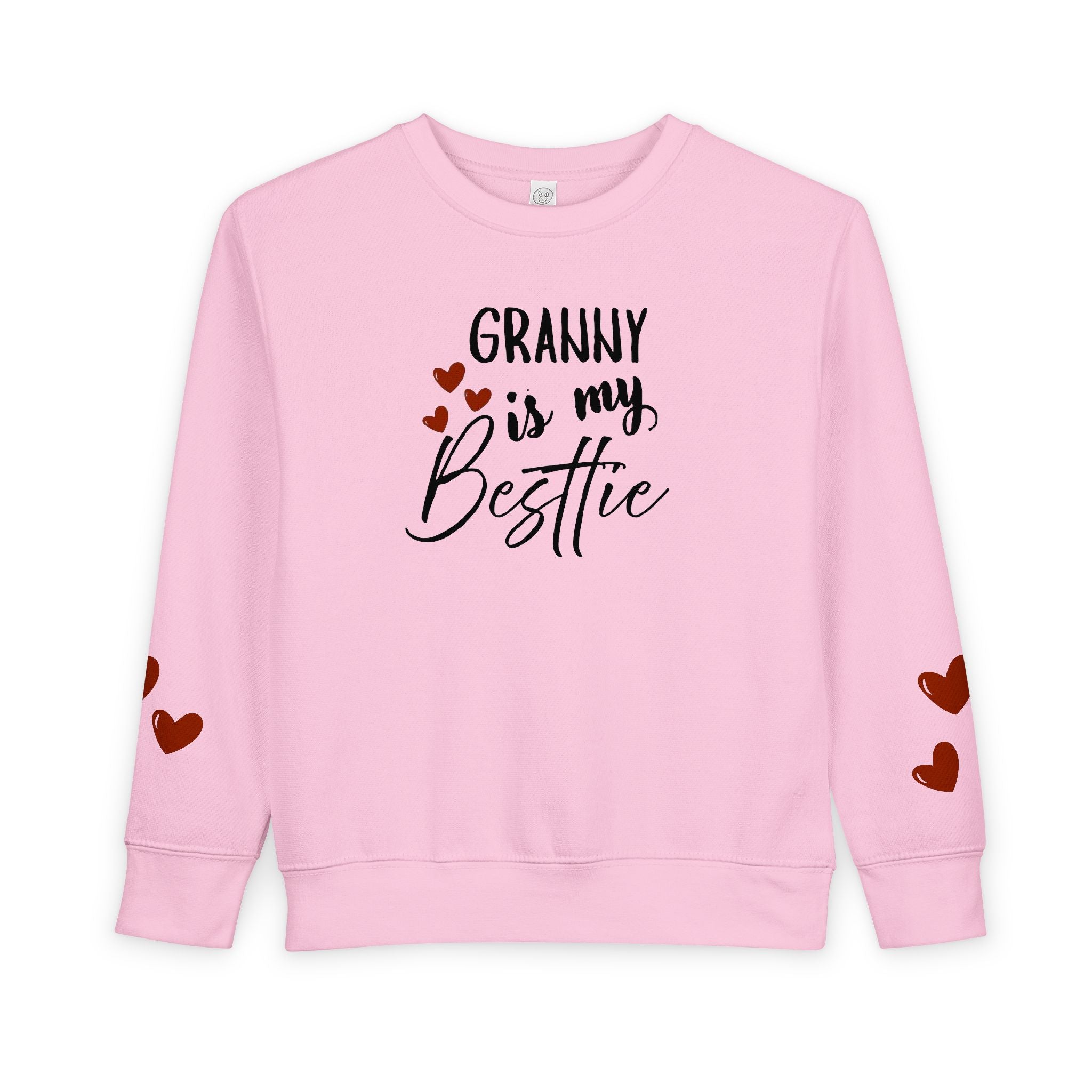 Toddler Sweatshirt - "Granny Is My Bestie" Cute Heart Sleeve Grandma Gift