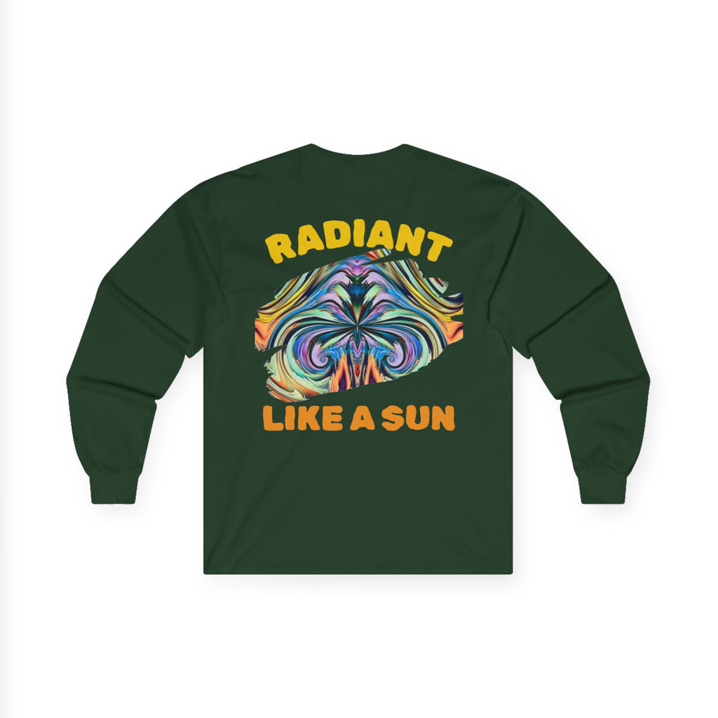 Radiant Vibes Long Sleeve Tee, Unisex Long Sleeve Shirt, Colorful Graphic Tee, Artistic Gift, Casual Wear, Boho Style