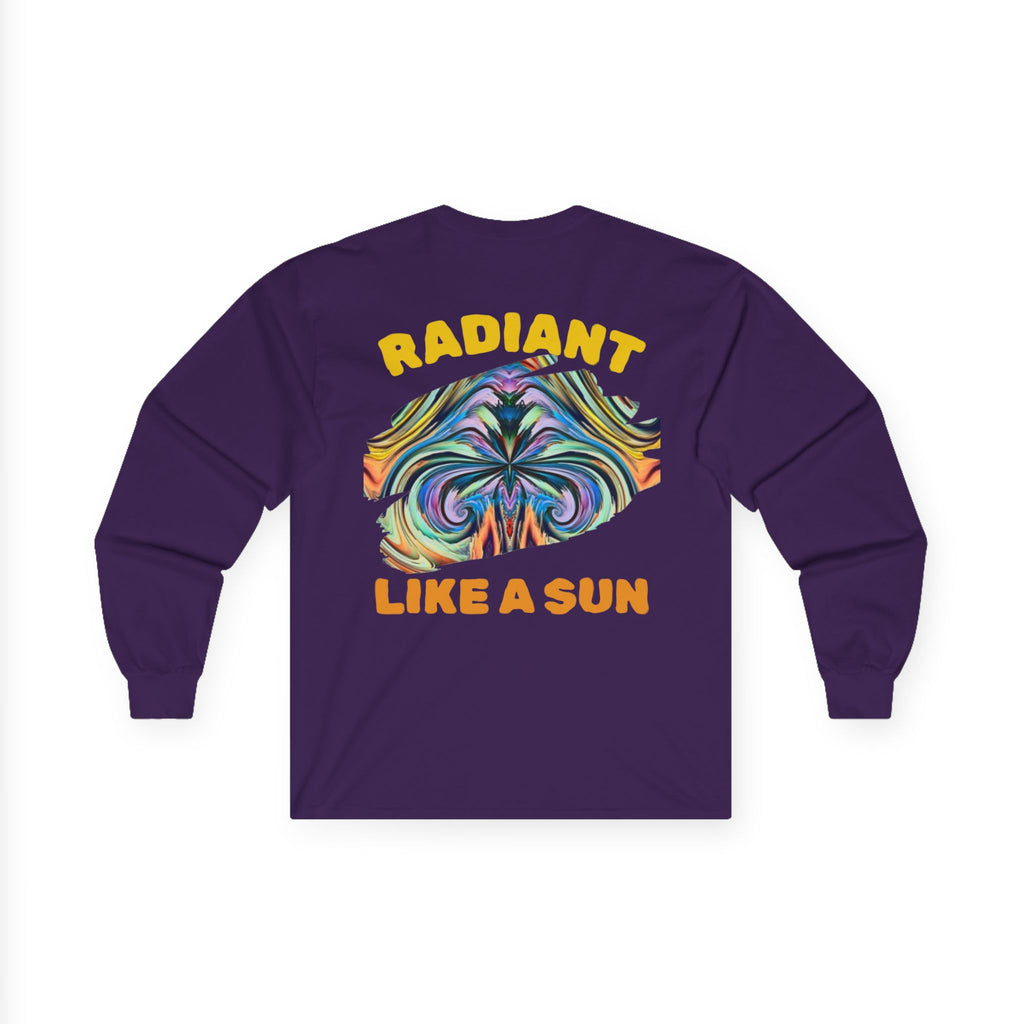 Radiant Vibes Long Sleeve Tee, Unisex Long Sleeve Shirt, Colorful Graphic Tee, Artistic Gift, Casual Wear, Boho Style