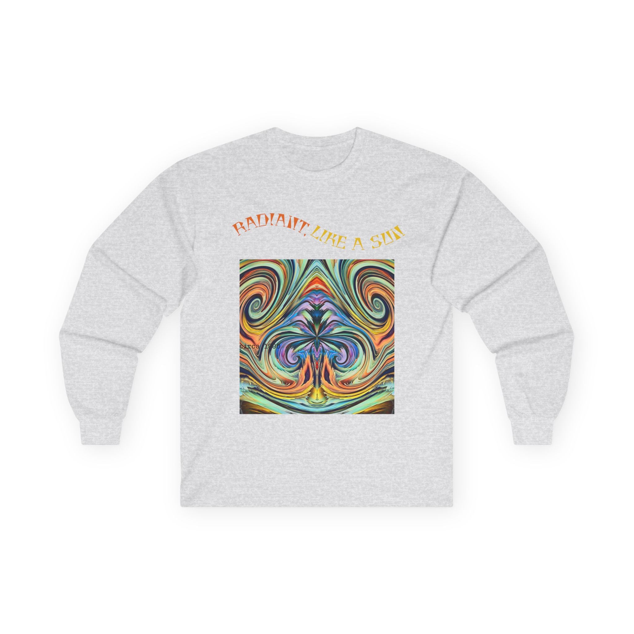Radiant Vibes Long Sleeve Tee, Unisex Long Sleeve Shirt, Colorful Graphic Tee, Artistic Gift, Casual Wear, Boho Style