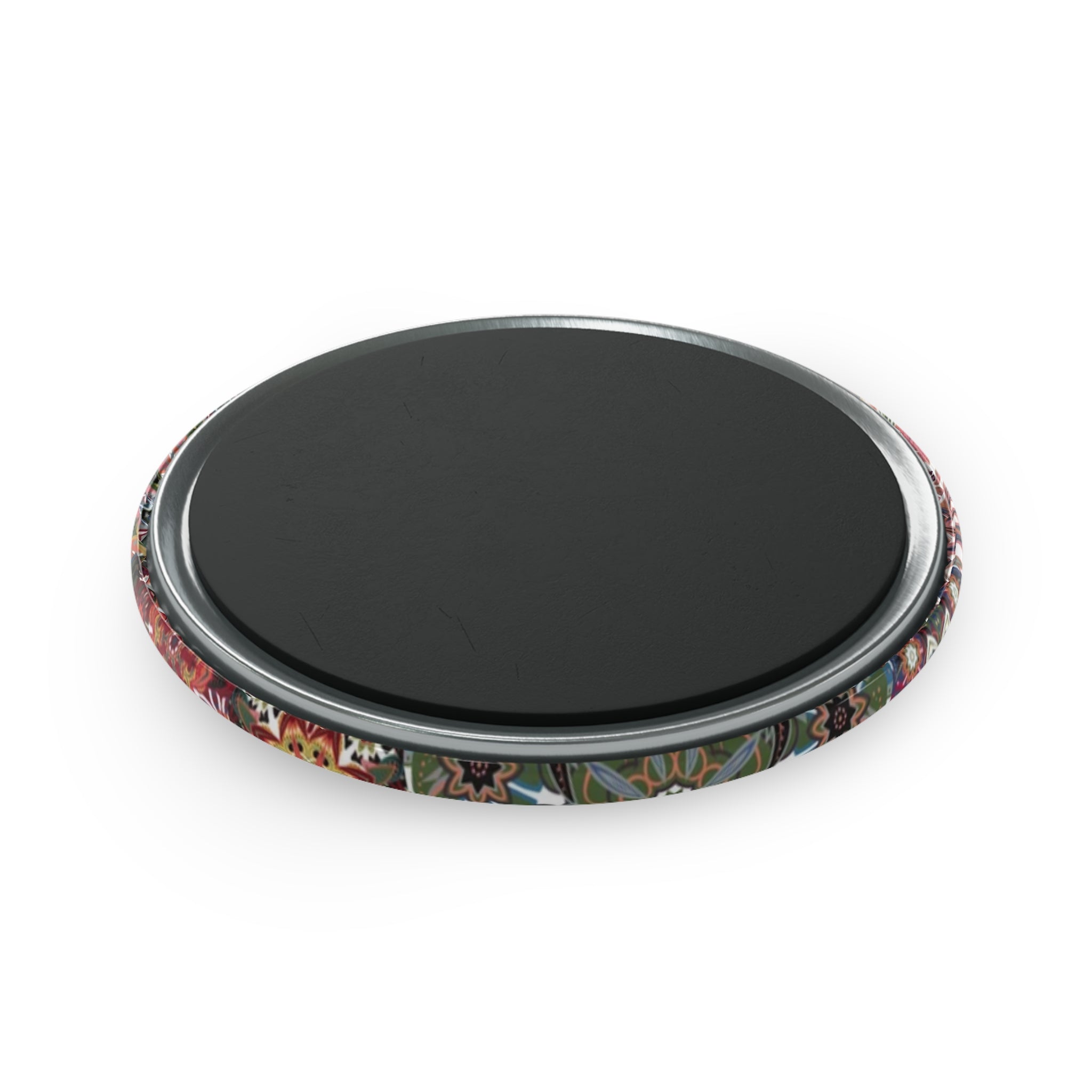 Boho Mosaic Round Magnet — Colorful Patchwork Floral Button Magnet