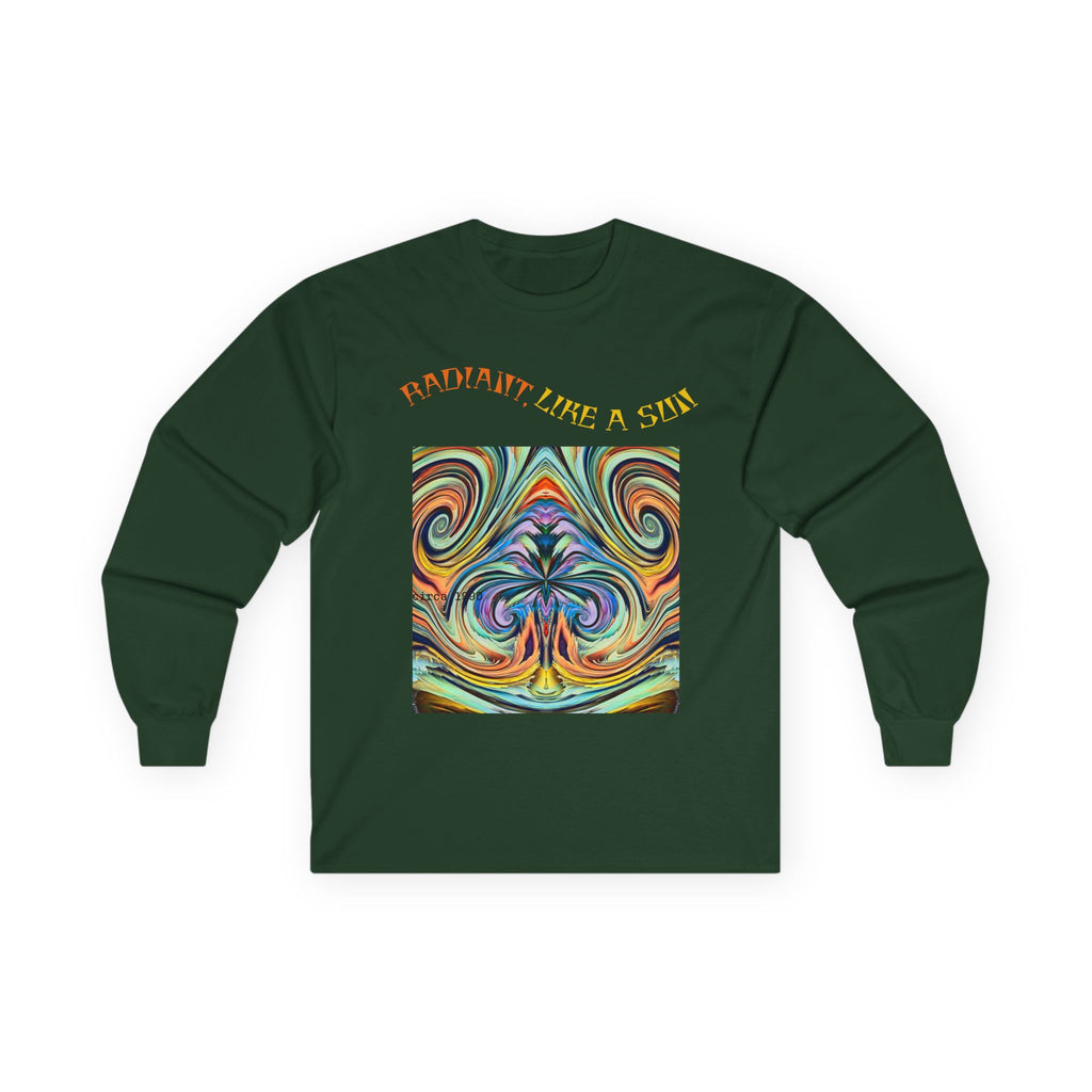 Radiant Vibes Long Sleeve Tee, Unisex Long Sleeve Shirt, Colorful Graphic Tee, Artistic Gift, Casual Wear, Boho Style