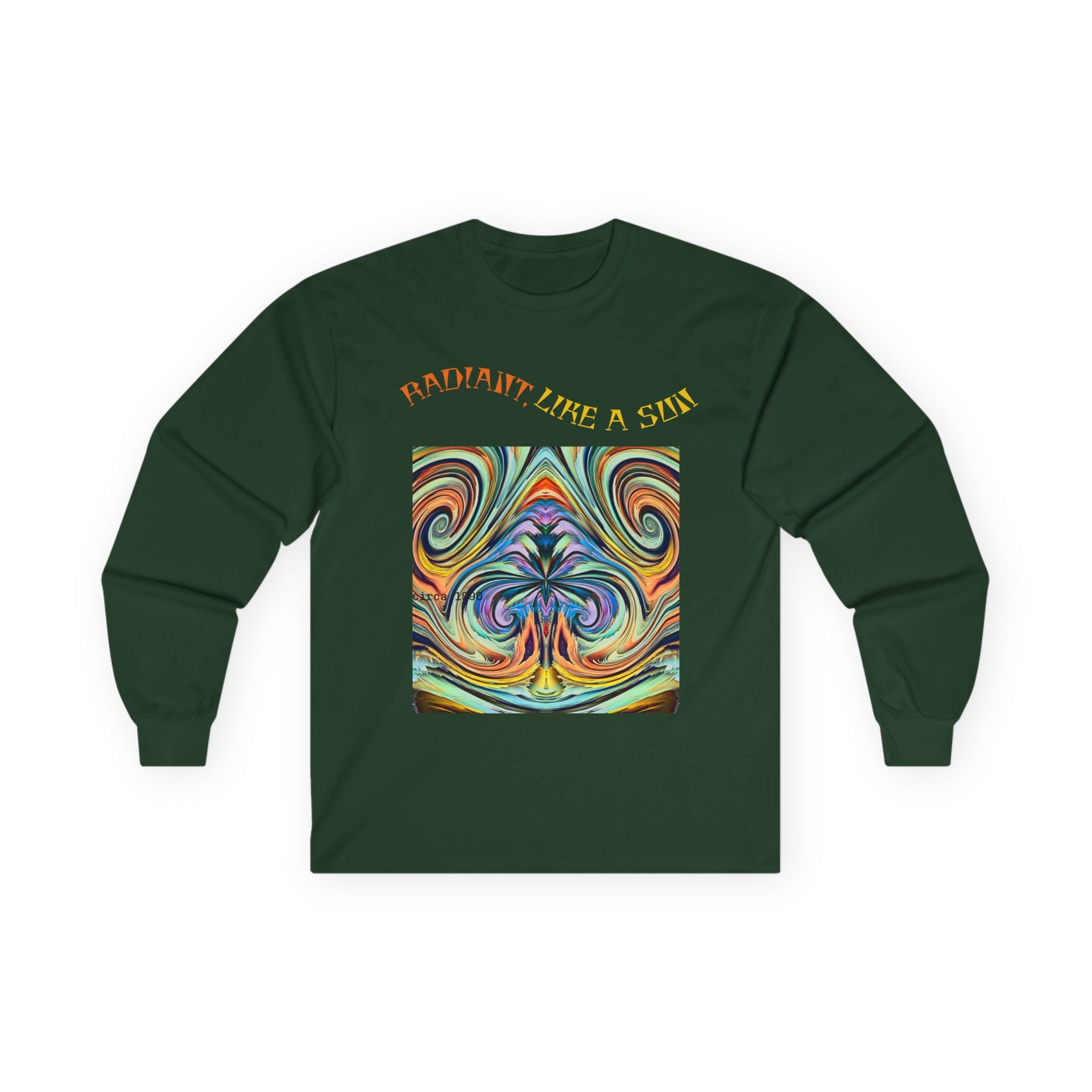 Radiant Vibes Long Sleeve Tee, Unisex Long Sleeve Shirt, Colorful Graphic Tee, Artistic Gift, Casual Wear, Boho Style