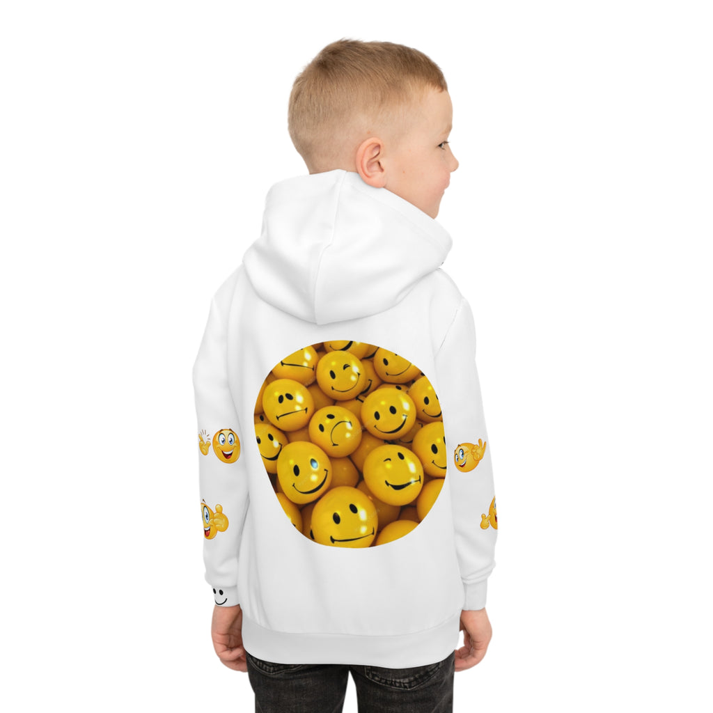 Kids Hoodie — Yellow Smiley Face Graphic "Wear a Smile"