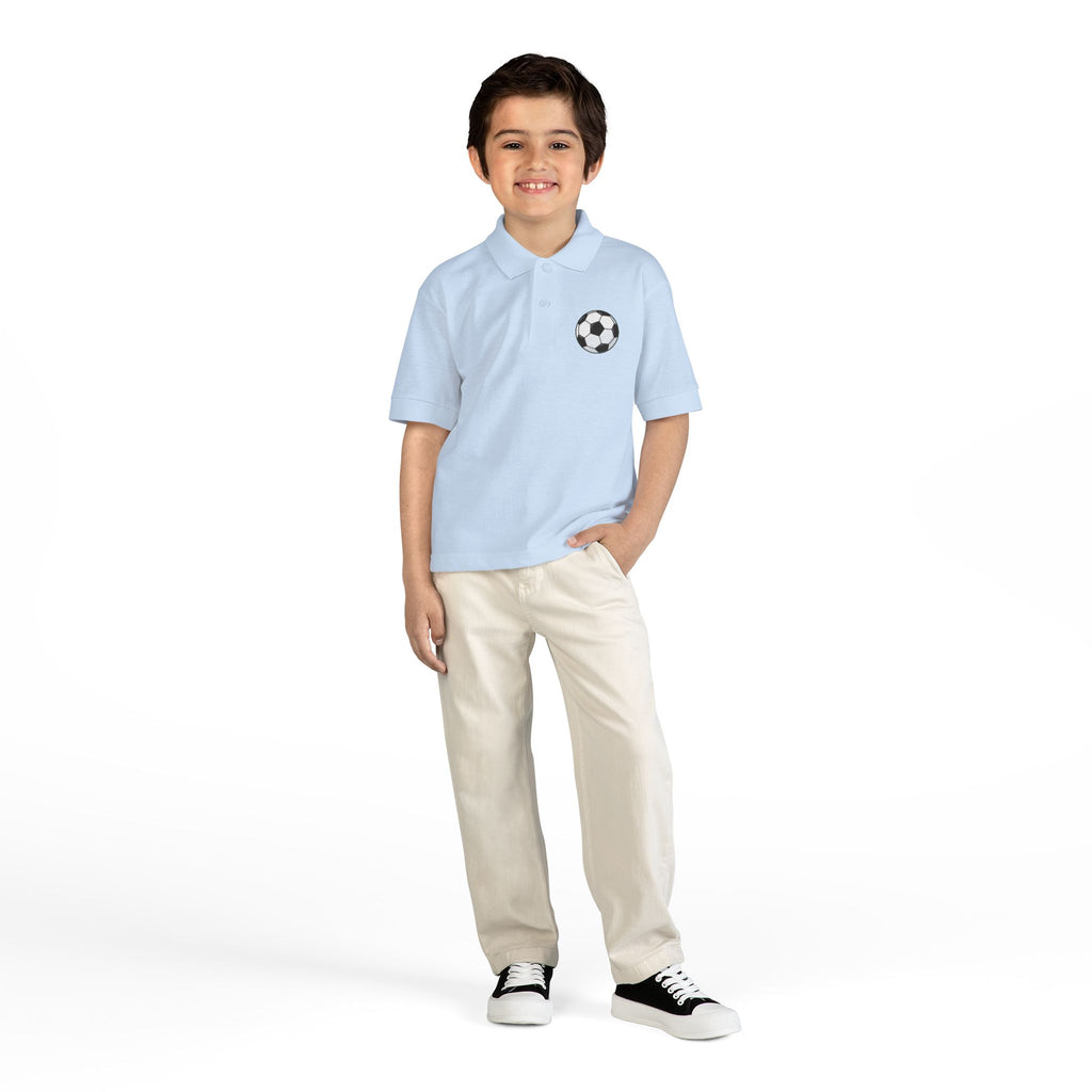 Youth Soccer Polo Tee with Football Emblem