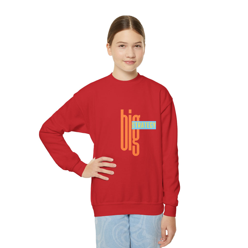 Big Strategy Youth Crewneck Sweatshirt - Fun Cartoon Design