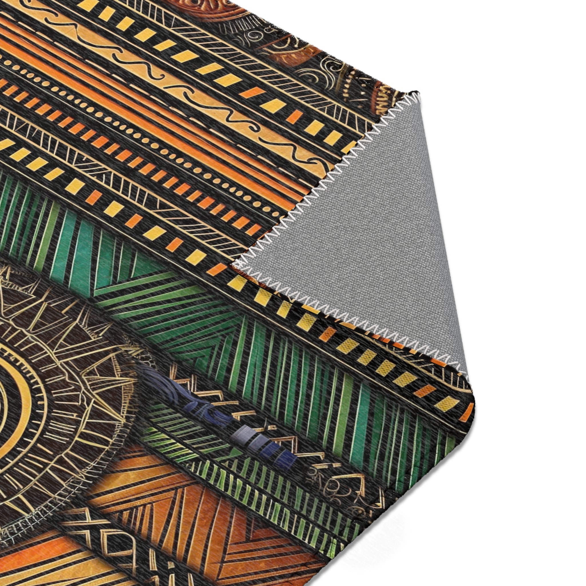 Bohemian Tribal Area Rug — Earth Tone Geometric Pattern