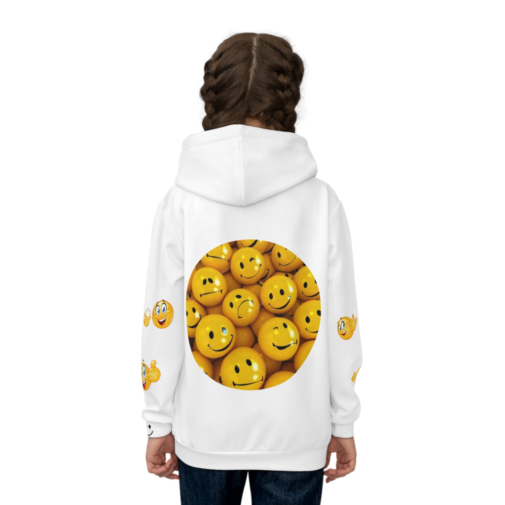 Kids Hoodie — Yellow Smiley Face Graphic "Wear a Smile"