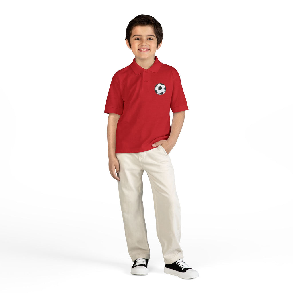 Youth Soccer Polo Tee with Football Emblem