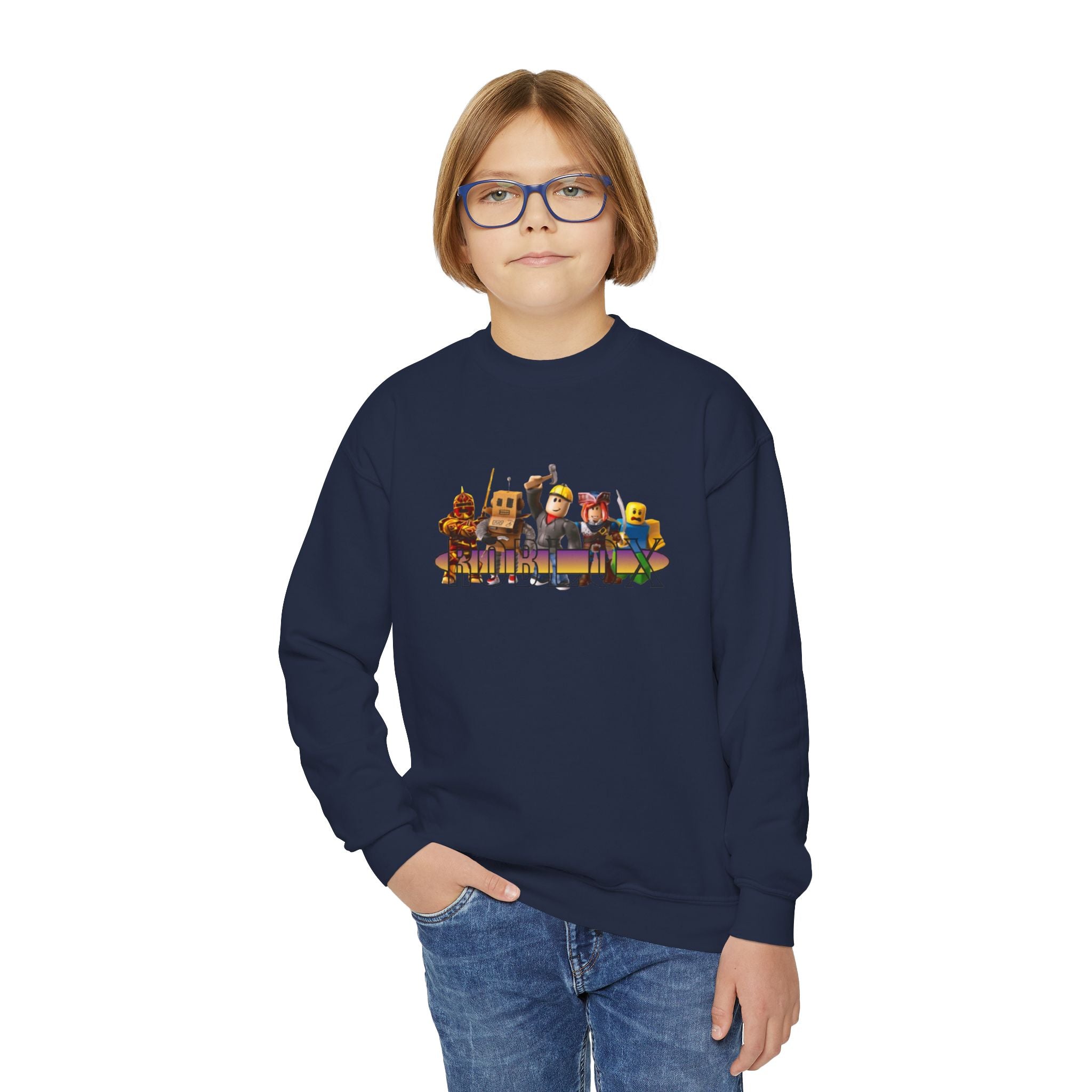 Youth Crewneck Sweatshirt - Fun Cartoon Characters Design