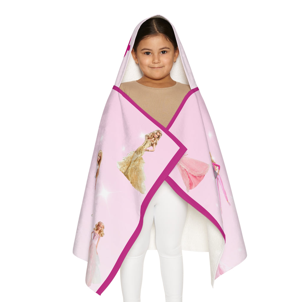 Barbie Logo Youth Hooded Towel — Pink Silhouette Beach & Pool Wrap for Kids