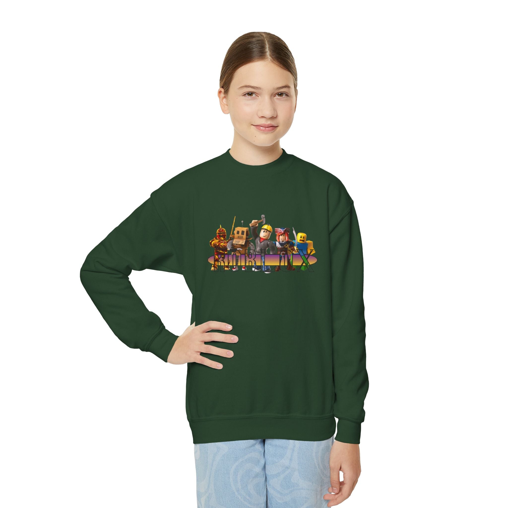 Youth Crewneck Sweatshirt - Fun Cartoon Characters Design