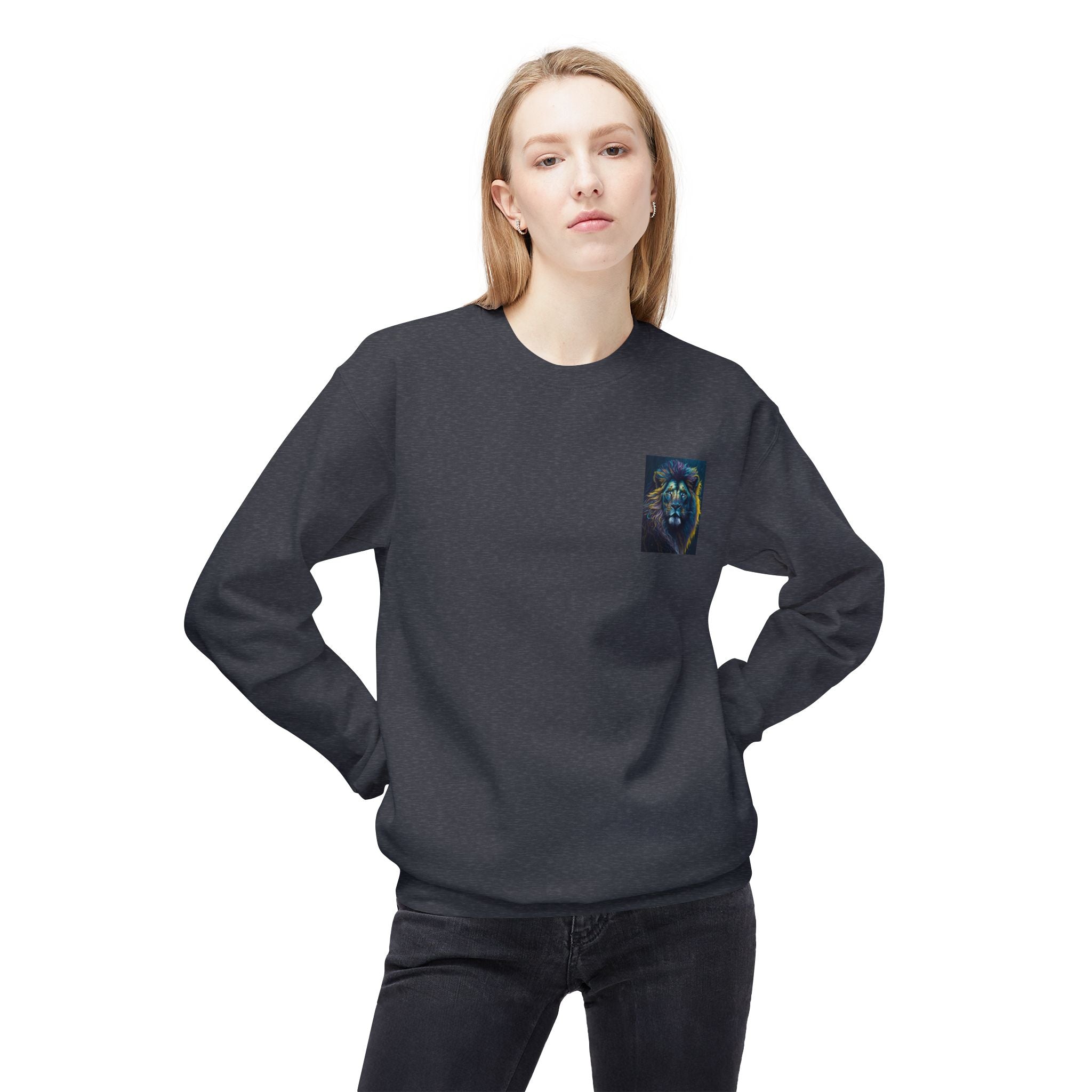 Vibrant Lion Crewneck Sweatshirt, Cozy Fleece Sweatshirt for Animal Lovers, Gift for Wildlife Enthusiasts, Stylish Casual Wear, [...]
