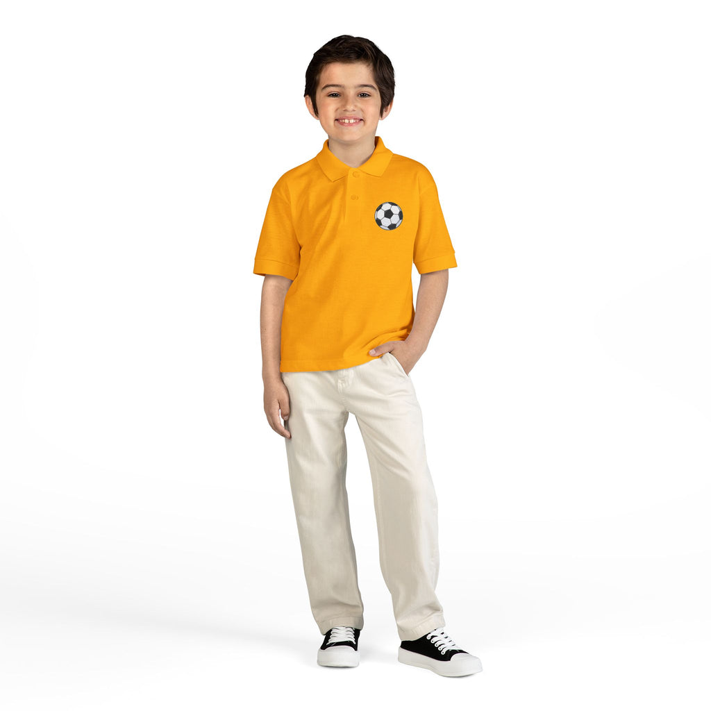 Youth Soccer Polo Tee with Football Emblem