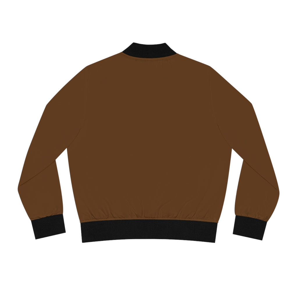 Brown Bomber Jacket for Men — Minimal Avocado Patch AOP