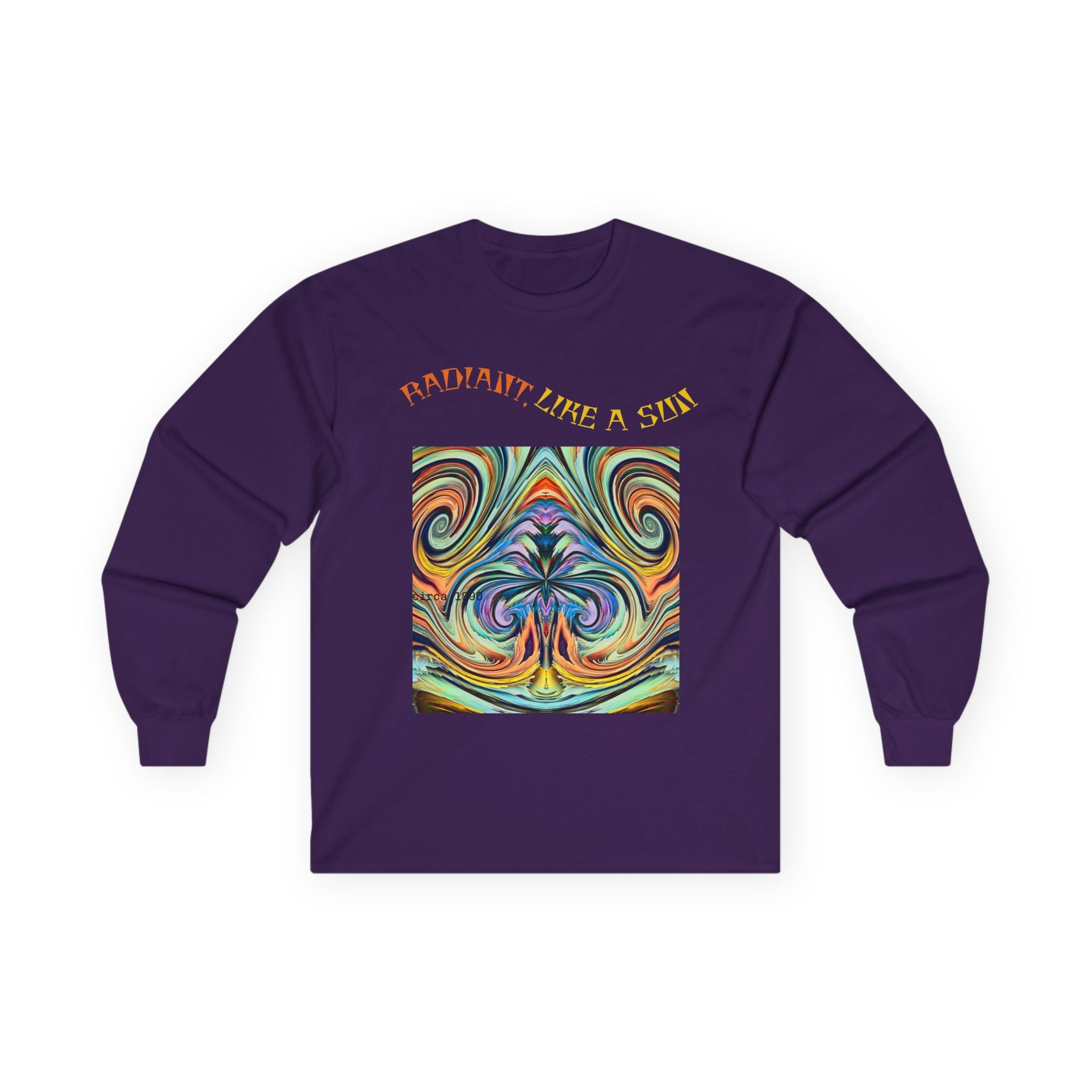 Radiant Vibes Long Sleeve Tee, Unisex Long Sleeve Shirt, Colorful Graphic Tee, Artistic Gift, Casual Wear, Boho Style