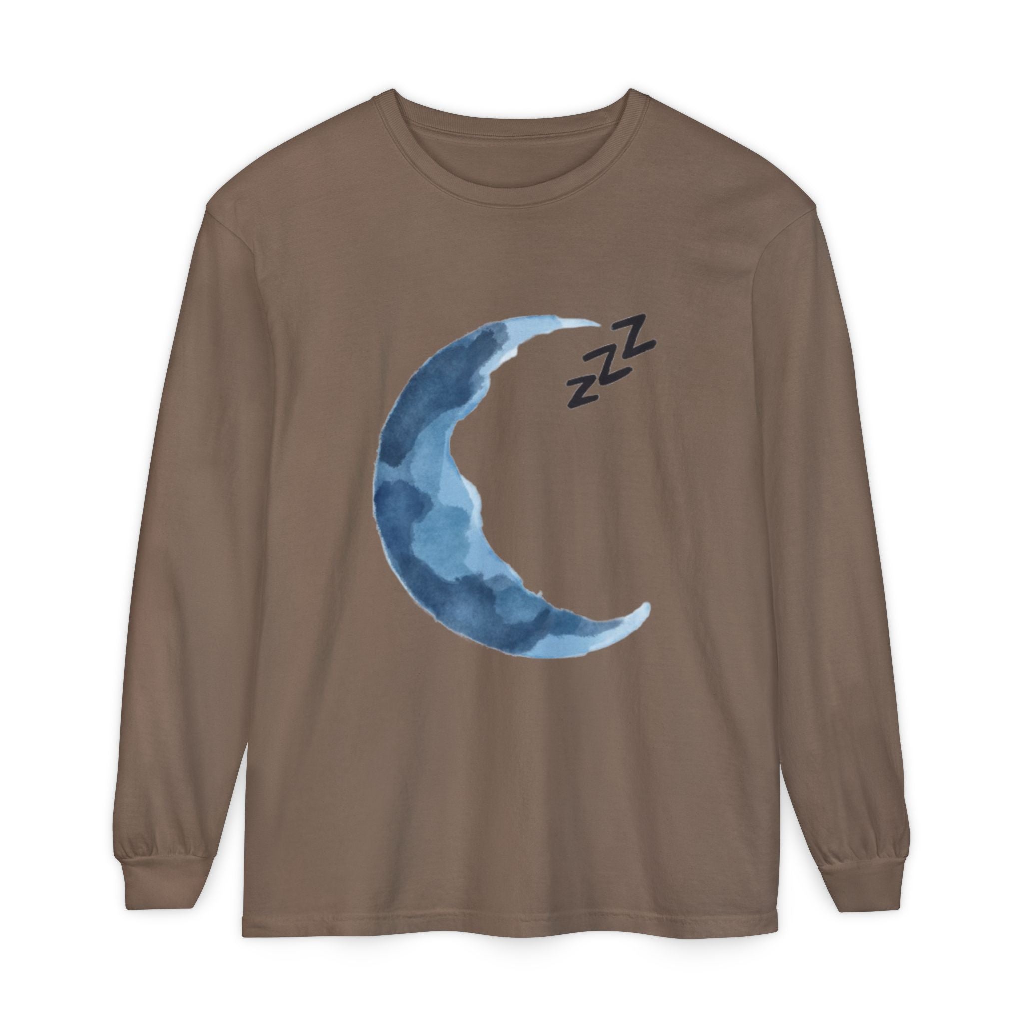Unisex Dreamy Long Sleeve Tee, Sleep Shirt, Cozy Layer, Nightwear, Sweet Dreams, Moon Design, Relaxation Apparel
