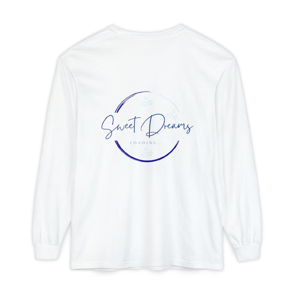 Unisex Dreamy Long Sleeve Tee, Sleep Shirt, Cozy Layer, Nightwear, Sweet Dreams, Moon Design, Relaxation Apparel