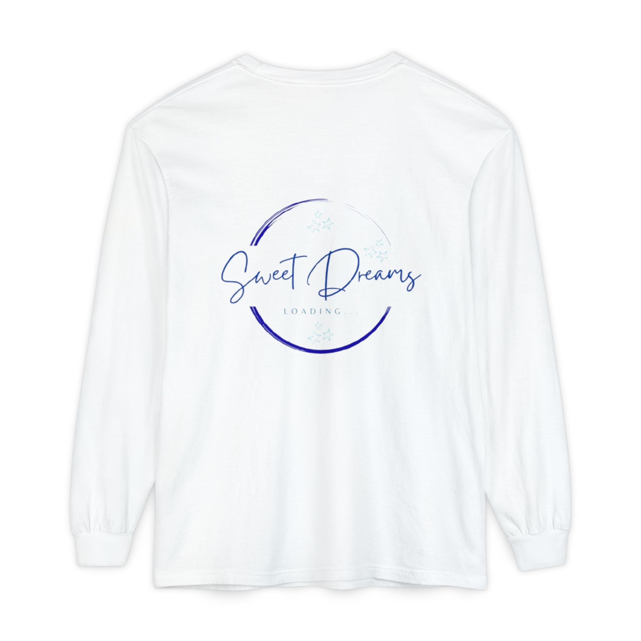 Unisex Dreamy Long Sleeve Tee, Sleep Shirt, Cozy Layer, Nightwear, Sweet Dreams, Moon Design, Relaxation Apparel