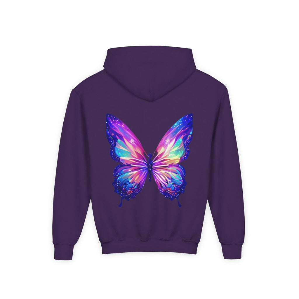 Spread Your Wings Youth Hoodie — Colorful Butterfly Graphic