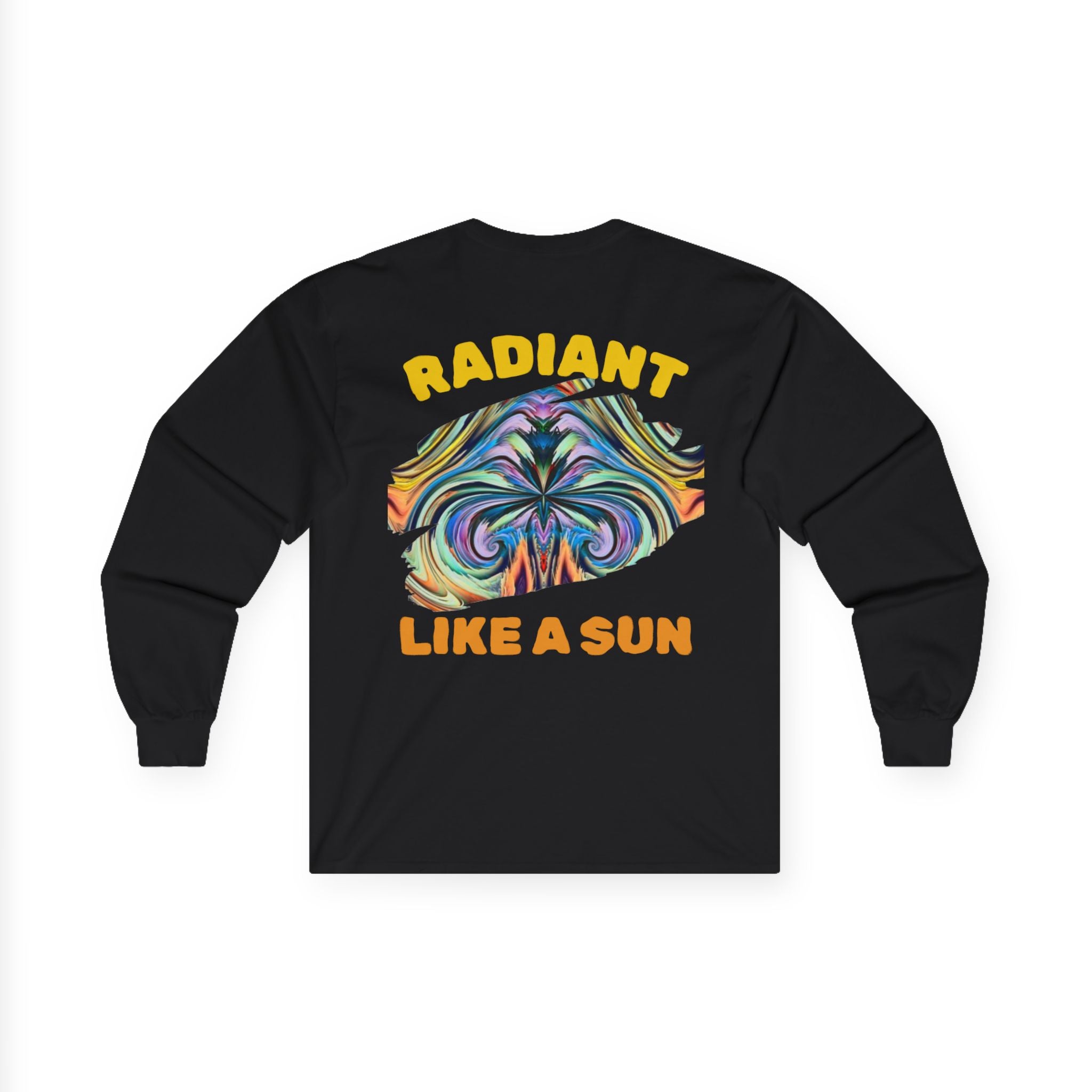 Radiant Vibes Long Sleeve Tee, Unisex Long Sleeve Shirt, Colorful Graphic Tee, Artistic Gift, Casual Wear, Boho Style