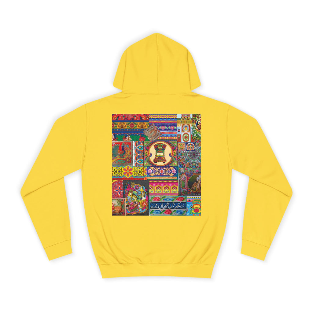 Hoodie — Colorful Folk Art Patchwork Hoodie (Front Stripe & Back Panel)