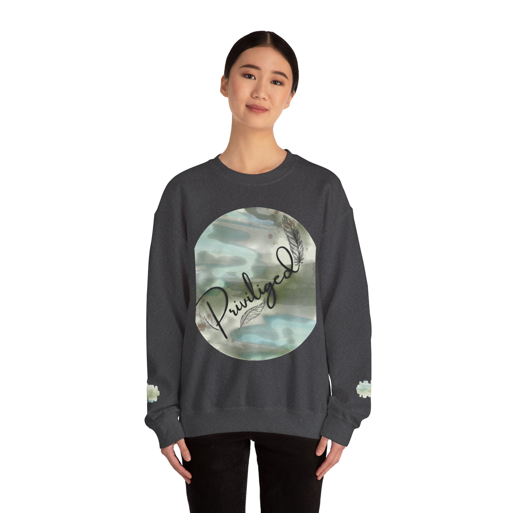 Chic Watercolor Crewneck Sweatshirt - Cozy Fashion, Unisex Design