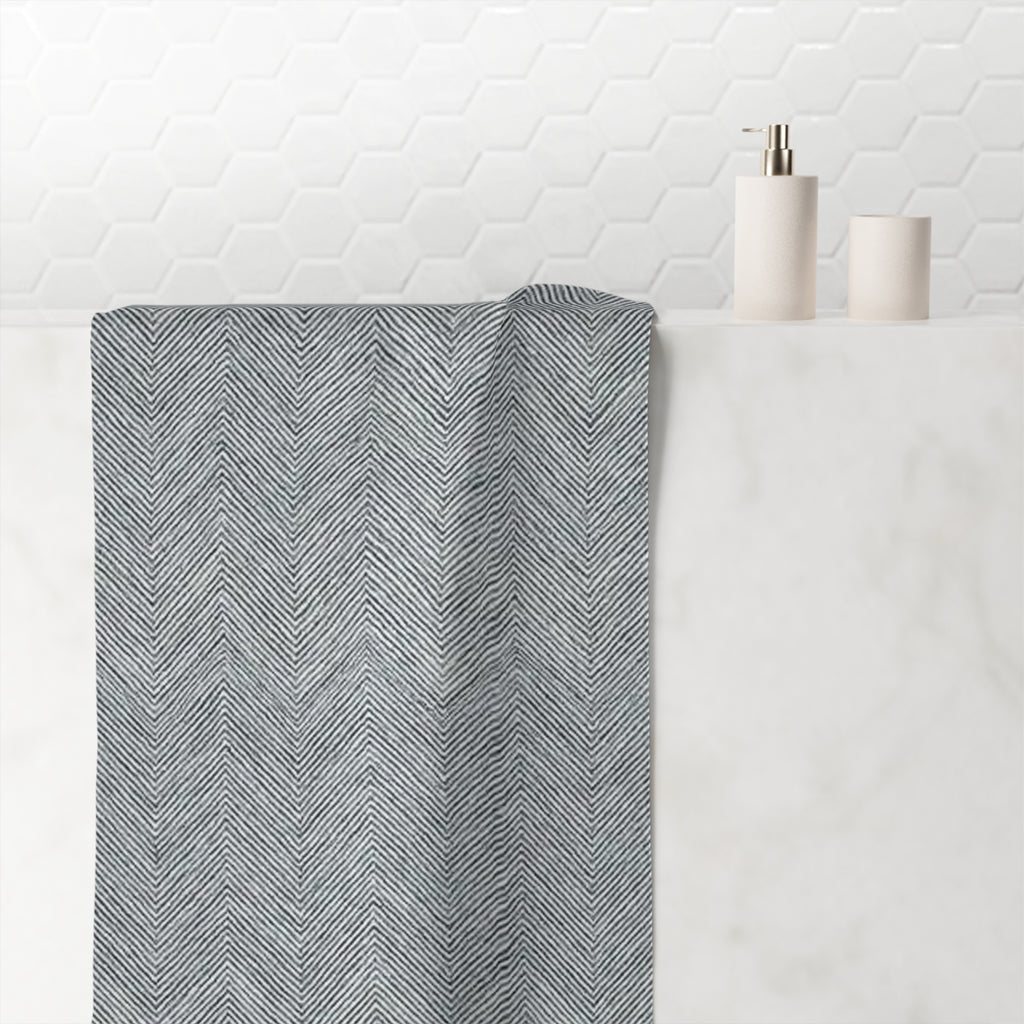 Grey Chevron Cotton Towel — Soft Mink-Cotton Bathroom & Beach Towel
