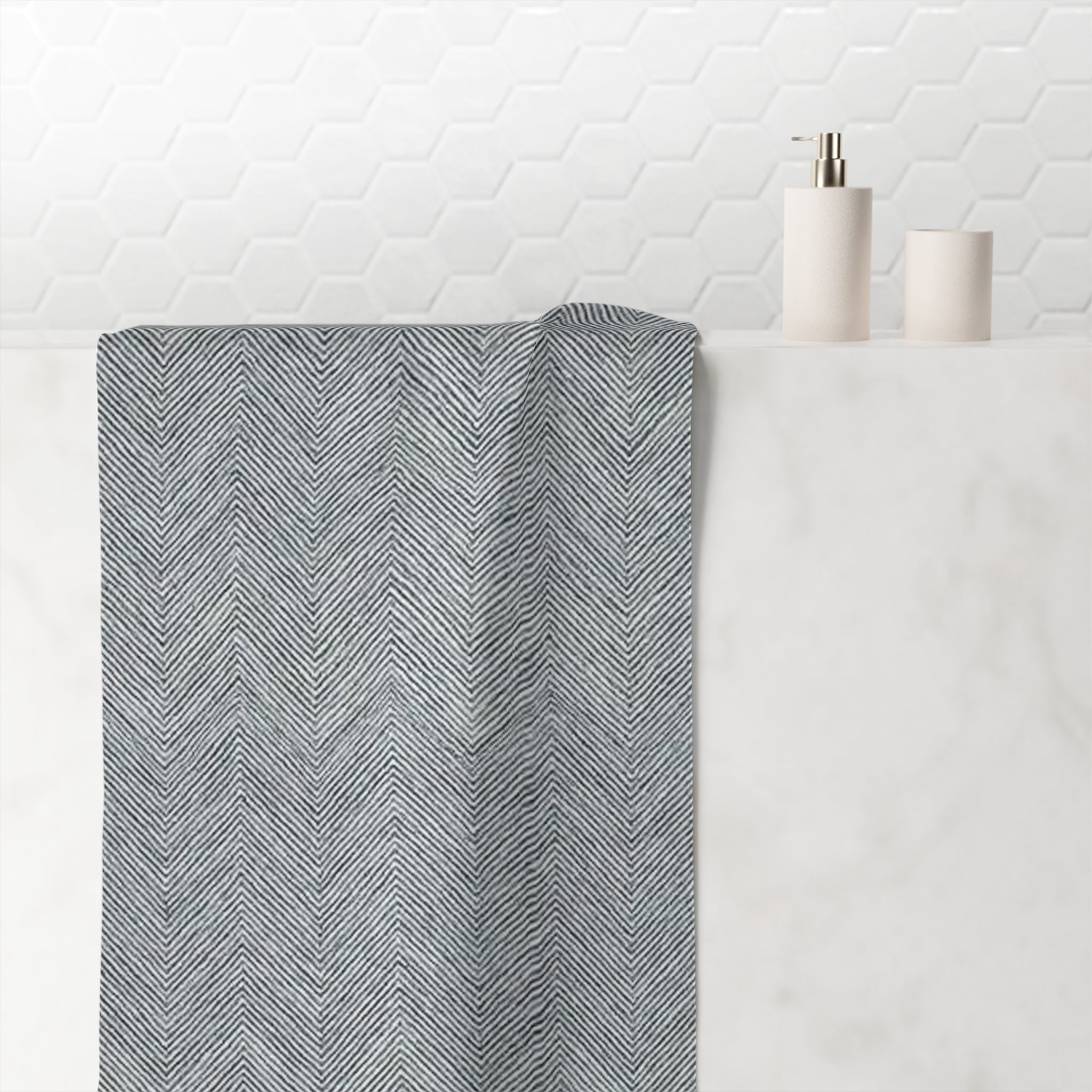 Grey Chevron Cotton Towel — Soft Mink-Cotton Bathroom & Beach Towel