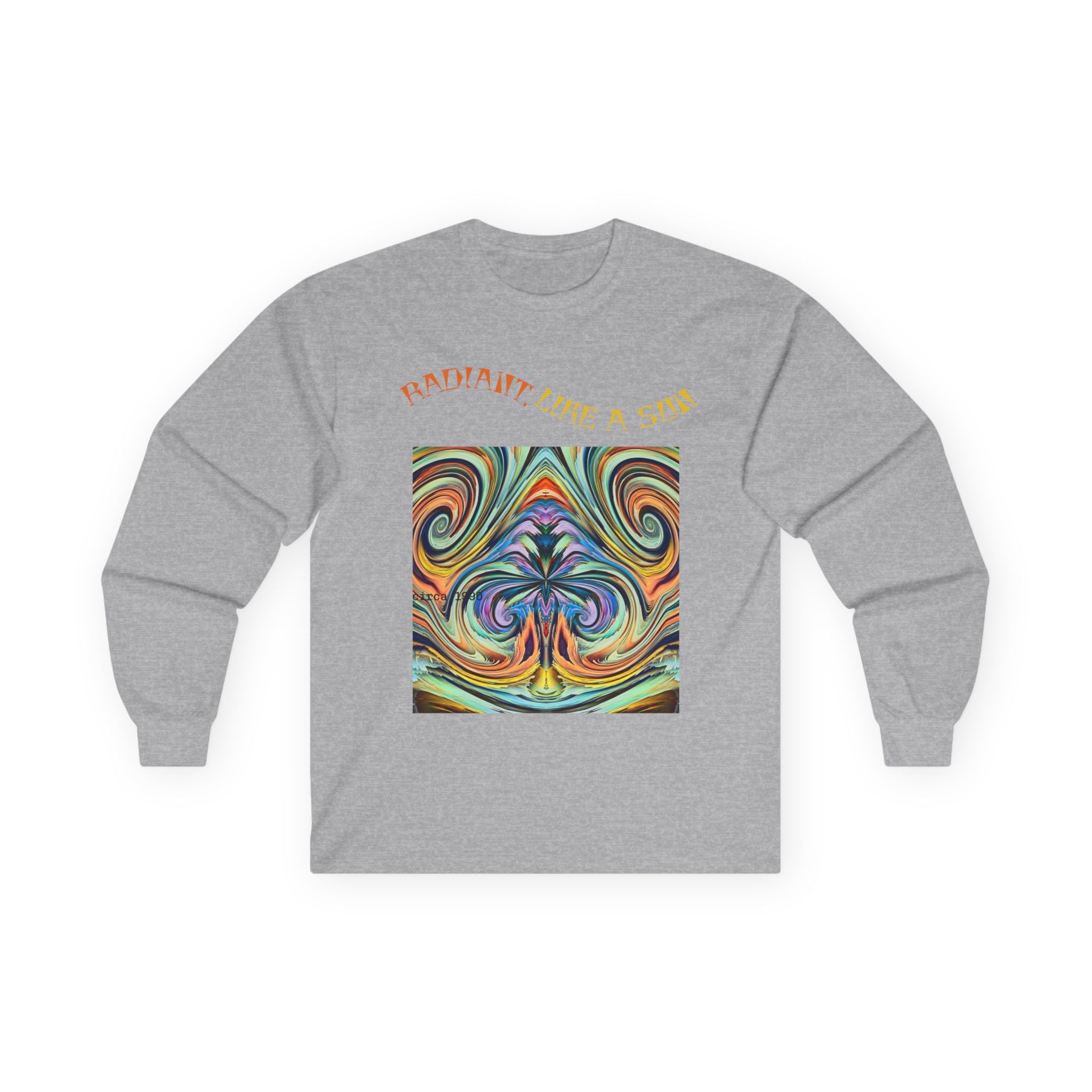 Radiant Vibes Long Sleeve Tee, Unisex Long Sleeve Shirt, Colorful Graphic Tee, Artistic Gift, Casual Wear, Boho Style