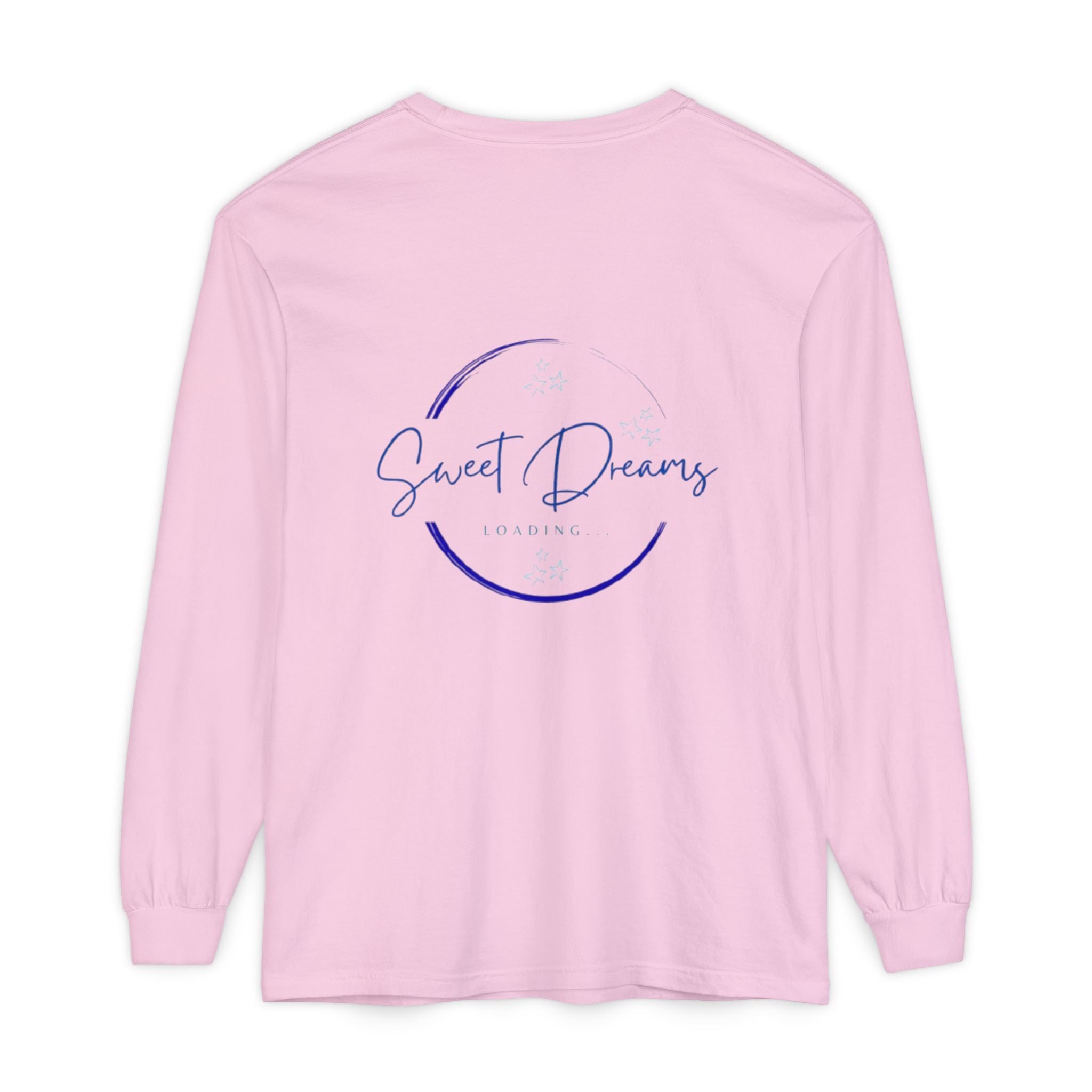 Unisex Dreamy Long Sleeve Tee, Sleep Shirt, Cozy Layer, Nightwear, Sweet Dreams, Moon Design, Relaxation Apparel