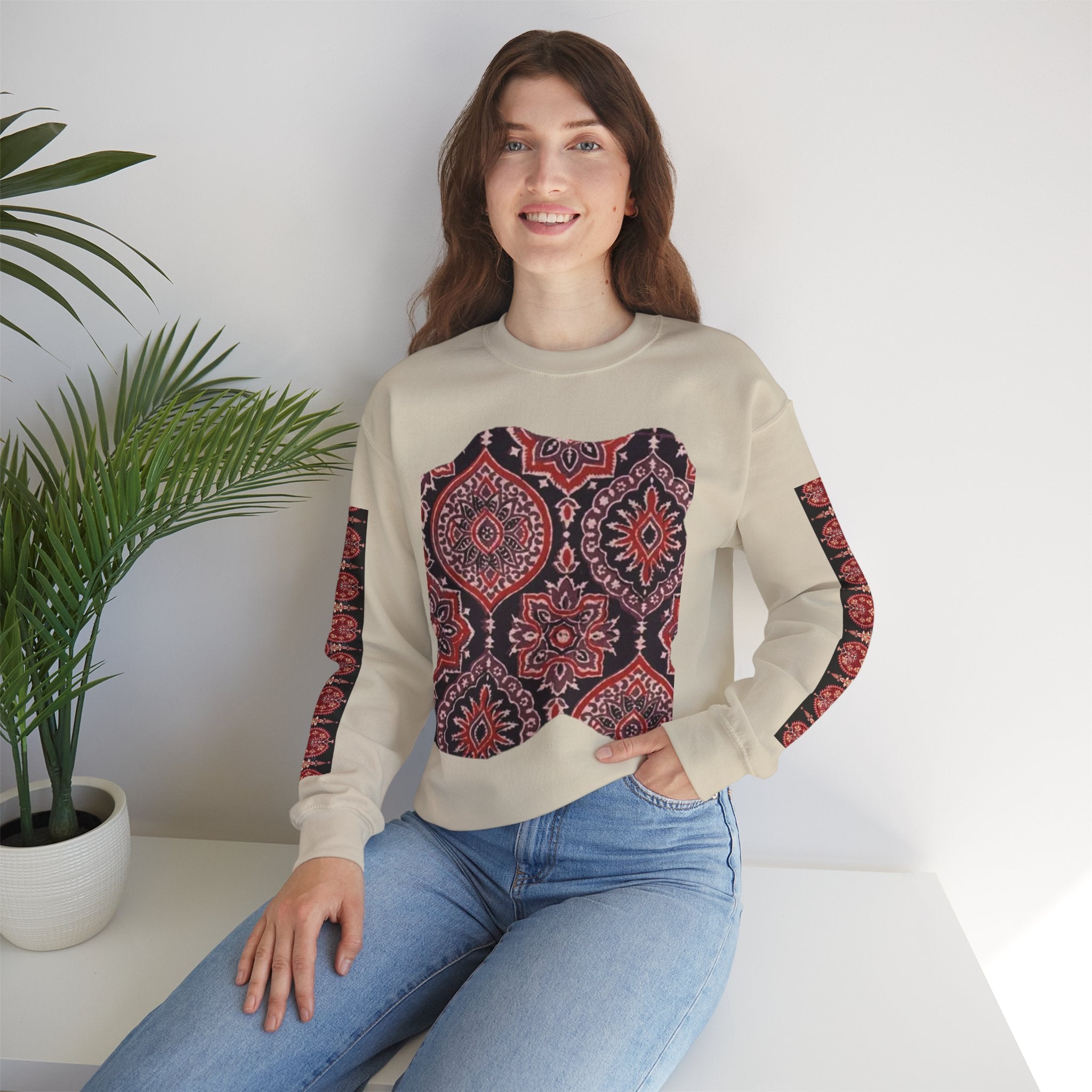 Stylish Boho Crewneck Sweatshirt - Cozy Layer, Unisex Fashion, Fall Essential, Unique Gift, Casual Lifestyle