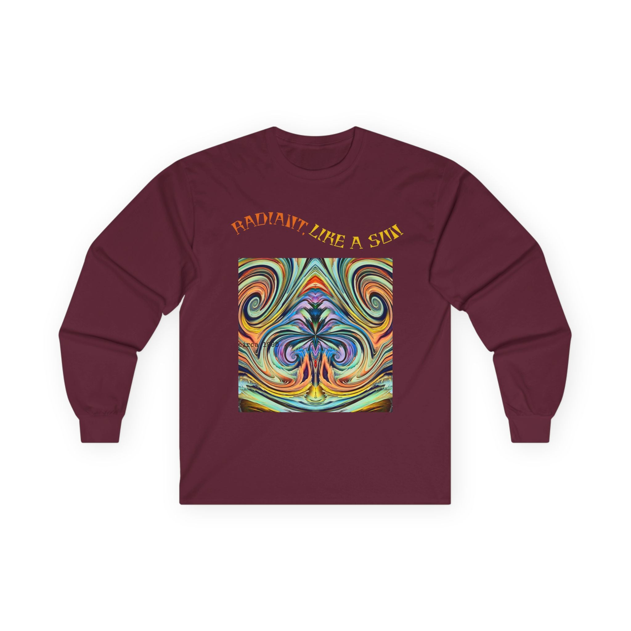 Radiant Vibes Long Sleeve Tee, Unisex Long Sleeve Shirt, Colorful Graphic Tee, Artistic Gift, Casual Wear, Boho Style