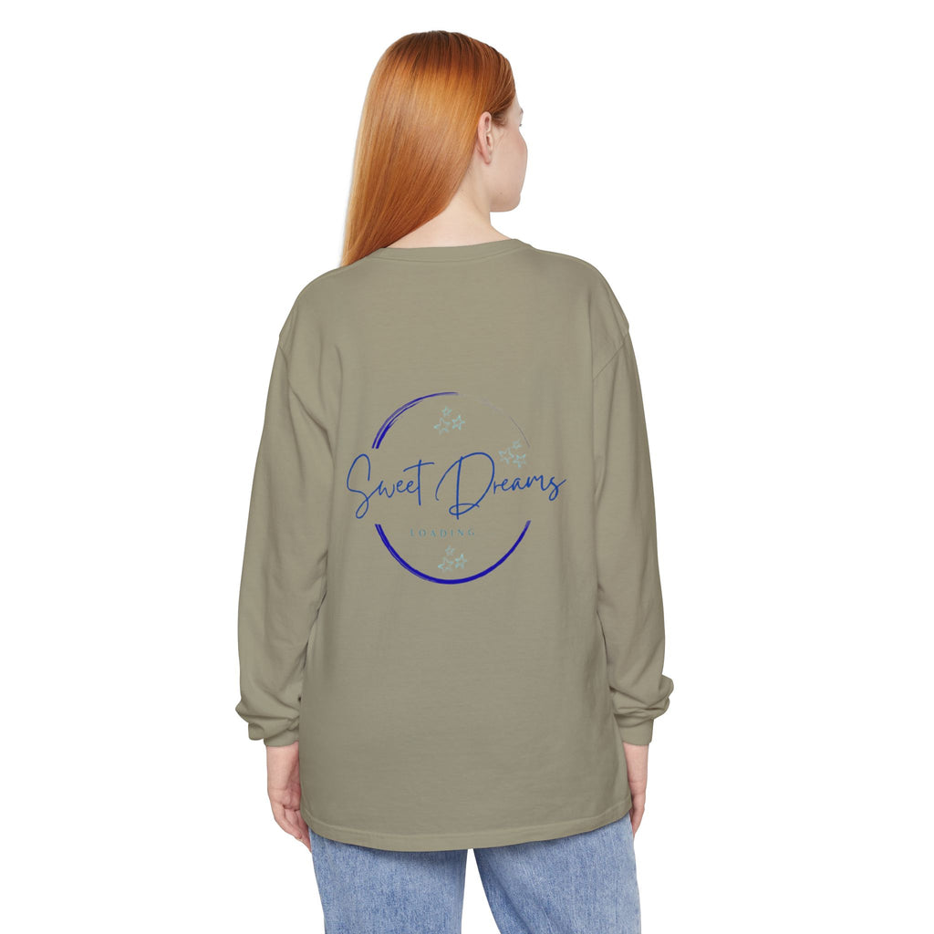 Unisex Dreamy Long Sleeve Tee, Sleep Shirt, Cozy Layer, Nightwear, Sweet Dreams, Moon Design, Relaxation Apparel