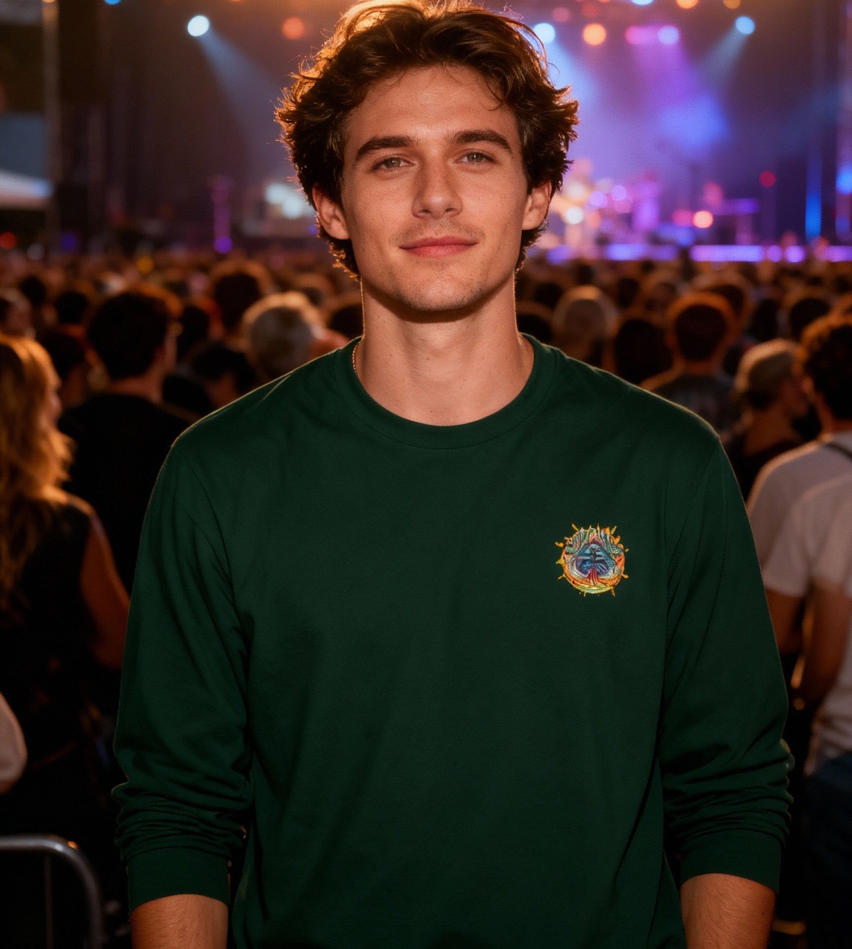 Radiant Vibes Long Sleeve Tee, Unisex Long Sleeve Shirt, Colorful Graphic Tee, Artistic Gift, Casual Wear, Boho Style