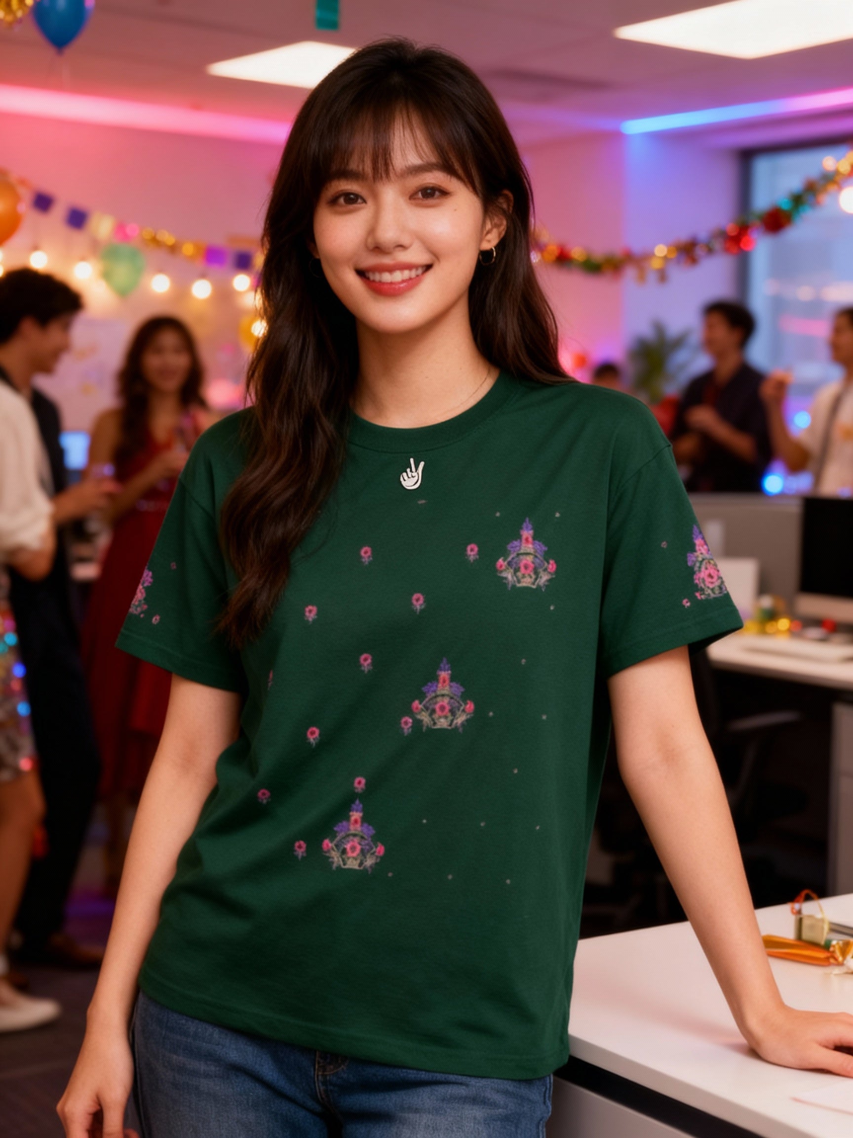 Space Invader Floral Tee — Retro Pixel Shooter Graphic T‑Shirt