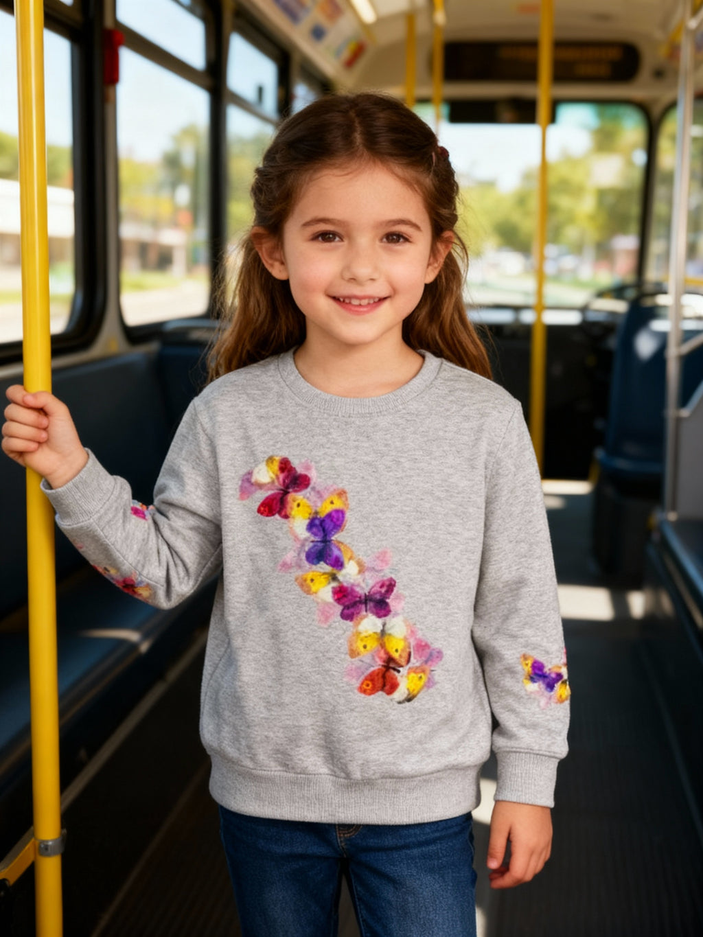 Toddler Sweatshirt — Orange Monarch Butterfly Crewneck (Cute Kids Nature Top)