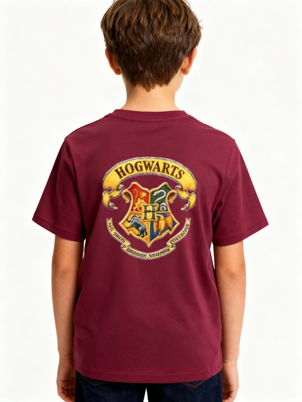Harry Potter Youth Tee — Hogwarts Crest Back Graphic