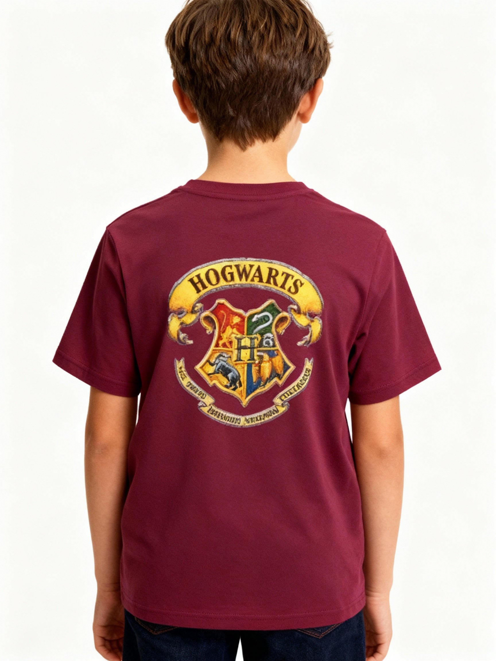 Harry Potter Youth Tee — Hogwarts Crest Back Graphic